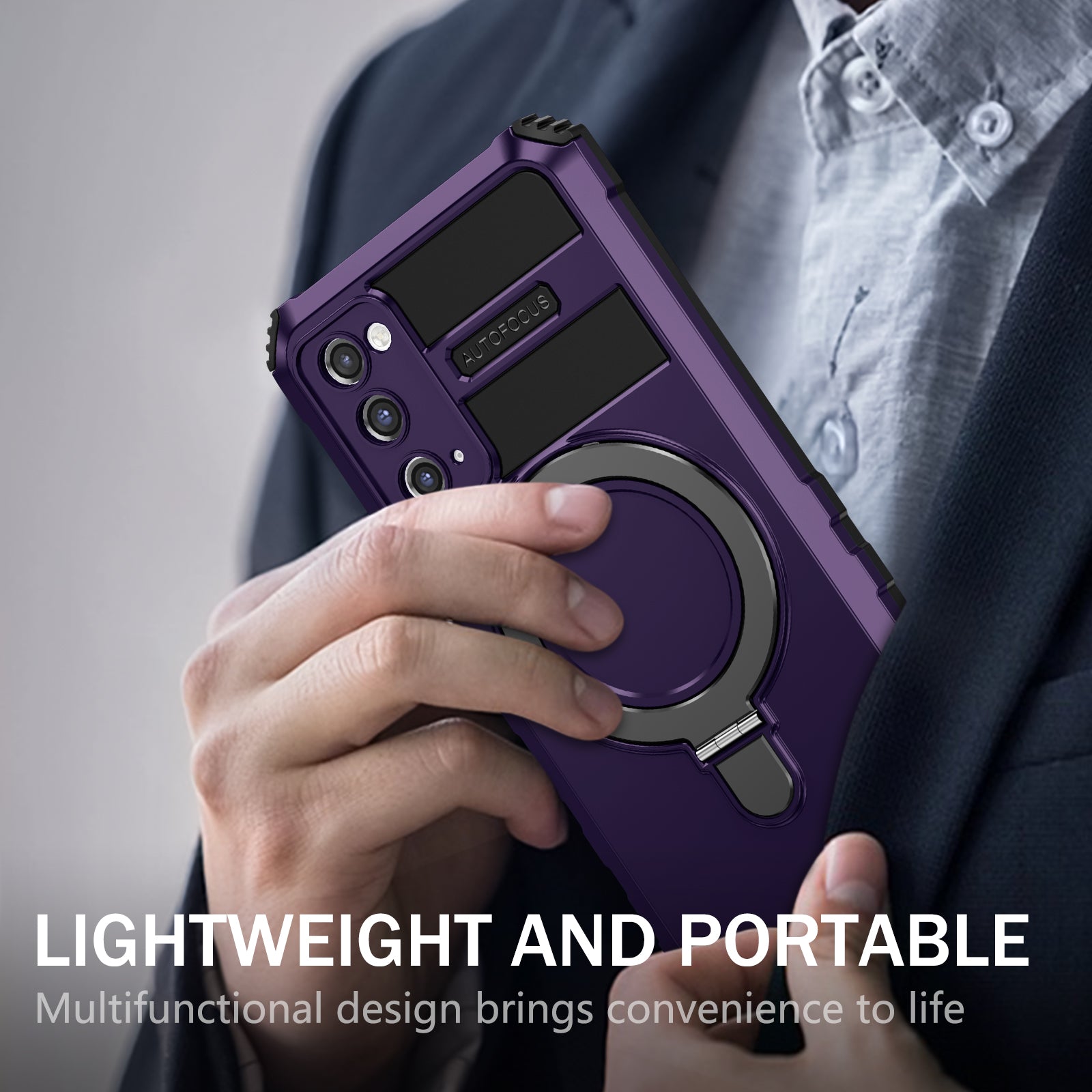 For Samsung Galaxy S20 FE 5G / S20 FE / S20 FE 2022 / S20 Lite Case PC+TPU Magnetic Kickstand Phone Cover - Purple