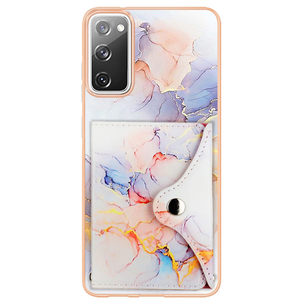 YB Leather Coating Series-9 for Samsung Galaxy S20 FE / S20 FE 5G / S20 FE 2022 / S20 Lite IMD Leather+TPU Phone Cover - 004 Marble White