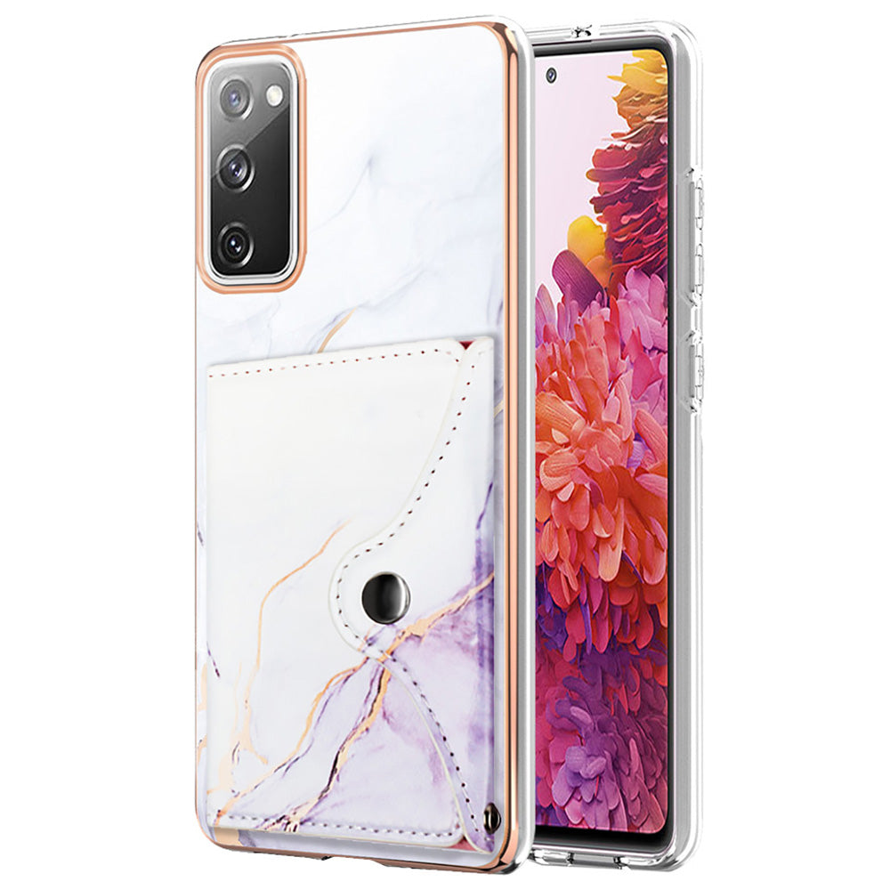 YB Leather Coating Series-9 for Samsung Galaxy S20 FE / S20 FE 5G / S20 FE 2022 / S20 Lite IMD Leather+TPU Phone Cover - 006 White Purple