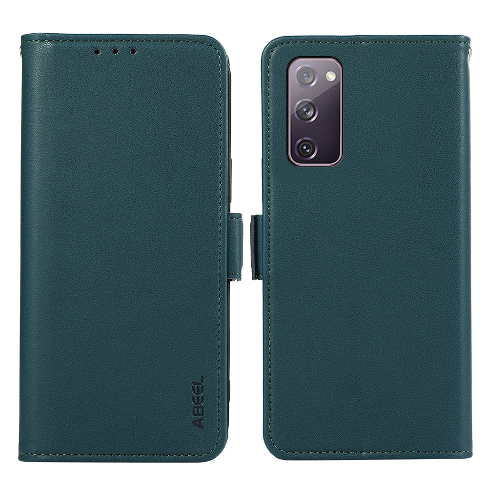 ABEEL For Samsung Galaxy S20 FE / S20 FE 5G / S20 FE 2022 / S20 Lite Case Leather RFID Blocking Wallet Phone Shell - Green