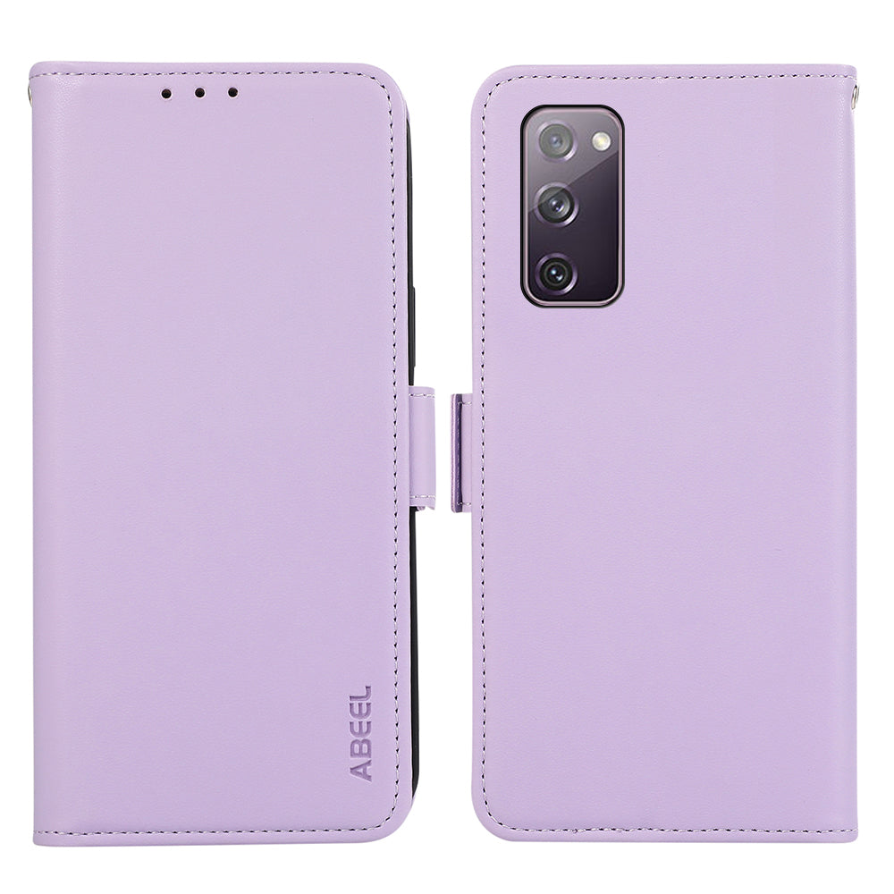 ABEEL For Samsung Galaxy S20 FE / S20 FE 5G / S20 FE 2022 / S20 Lite Case Leather RFID Blocking Wallet Phone Shell - Purple