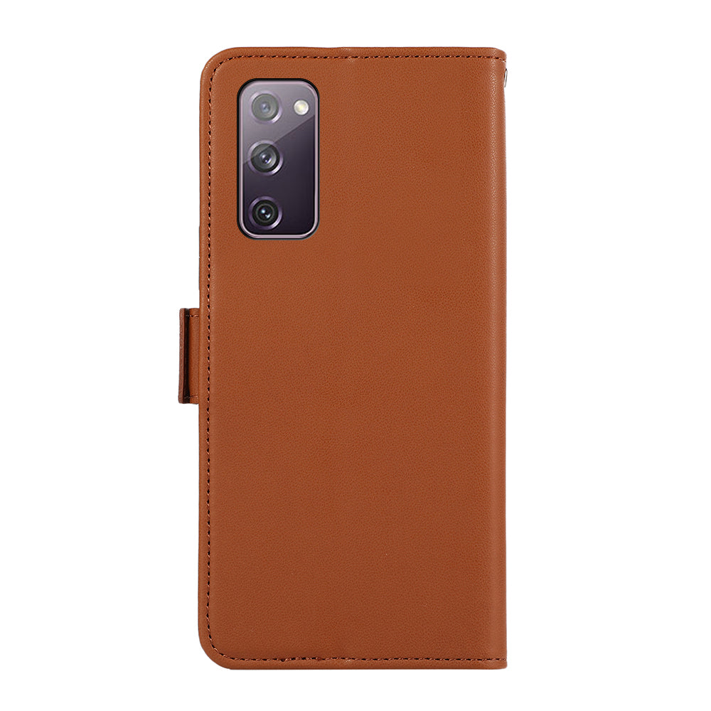 ABEEL For Samsung Galaxy S20 FE / S20 FE 5G / S20 FE 2022 / S20 Lite Case Leather RFID Blocking Wallet Phone Shell - Brown