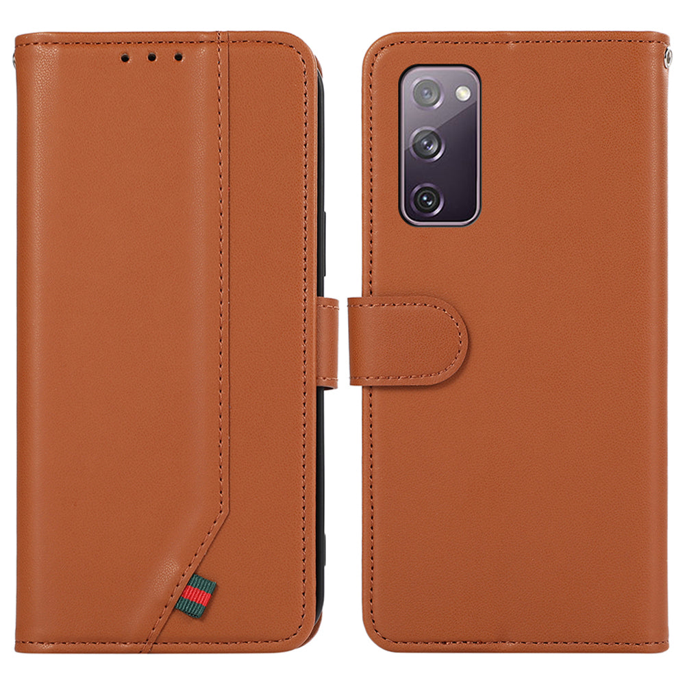 For Samsung Galaxy S20 FE / S20 FE 5G / S20 FE 2022 / S20 Lite Phone Case RFID Blocking Anti-scratch Leather Cover - Brown