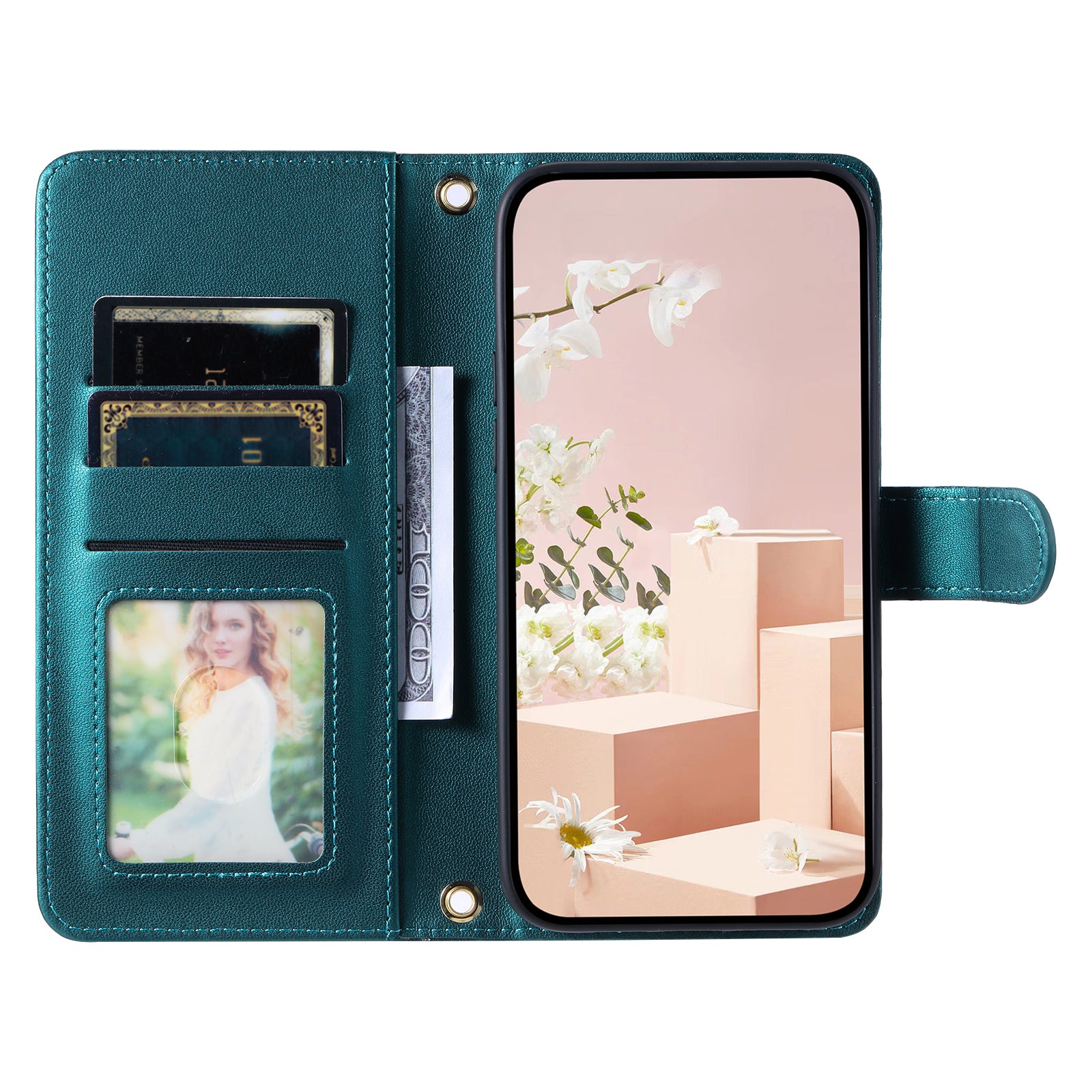 For vivo Y16 4G / Y56 5G / Y02s 4G Case Wallet Stand Flip Leather Phone Cover - Green