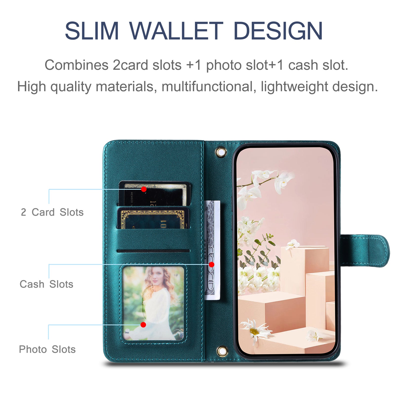 For vivo Y16 4G / Y56 5G / Y02s 4G Case Wallet Stand Flip Leather Phone Cover - Green