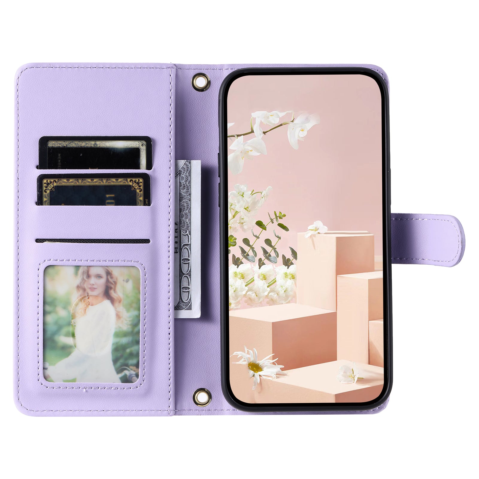 For vivo Y16 4G / Y56 5G / Y02s 4G Case Wallet Stand Flip Leather Phone Cover - Purple