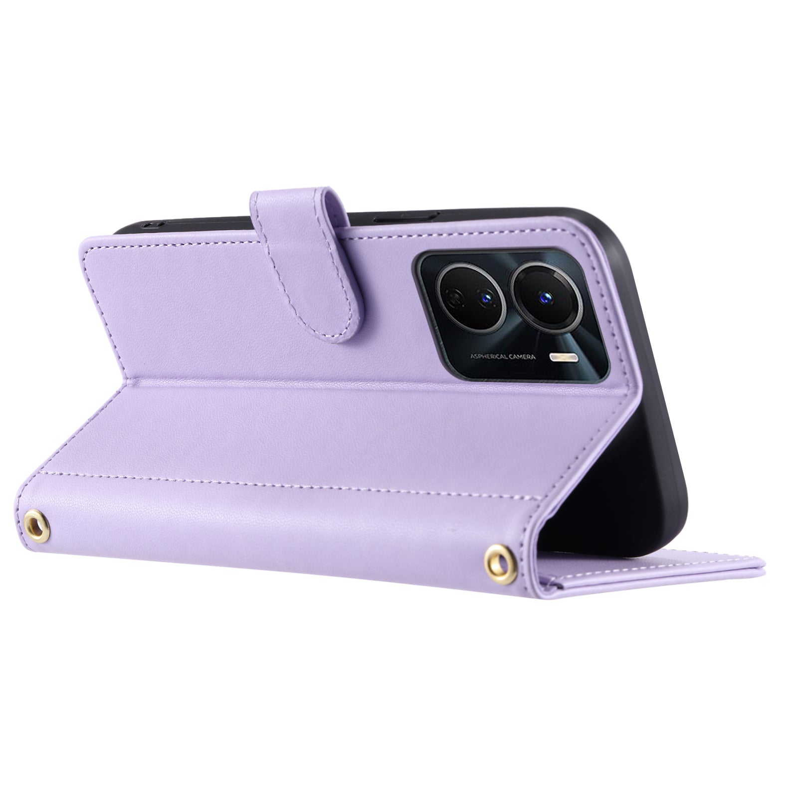 For vivo Y16 4G / Y56 5G / Y02s 4G Case Wallet Stand Flip Leather Phone Cover - Purple