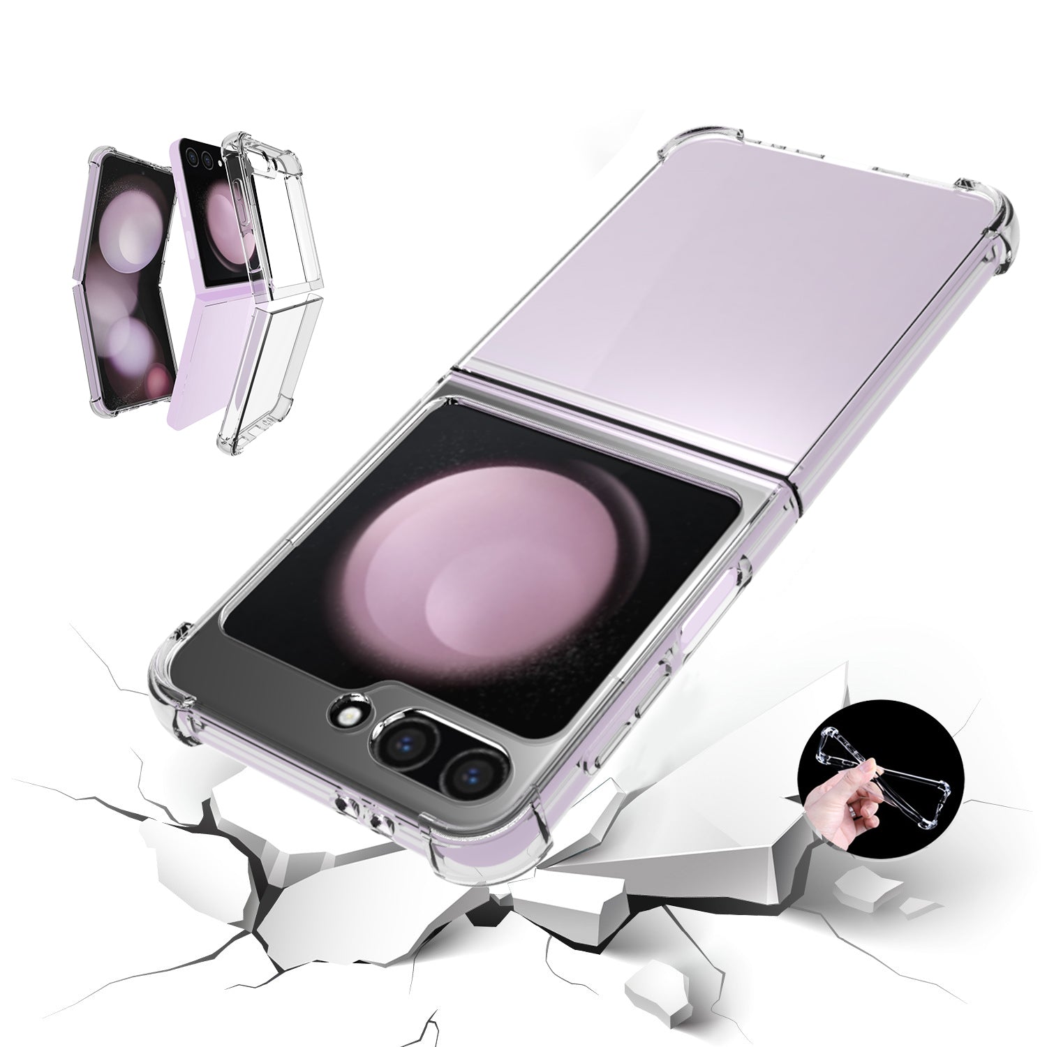 Phone Case for Samsung Galaxy Z Flip6 5G TPU Case Anti-Drop Four Corner Airbag Phone Cover