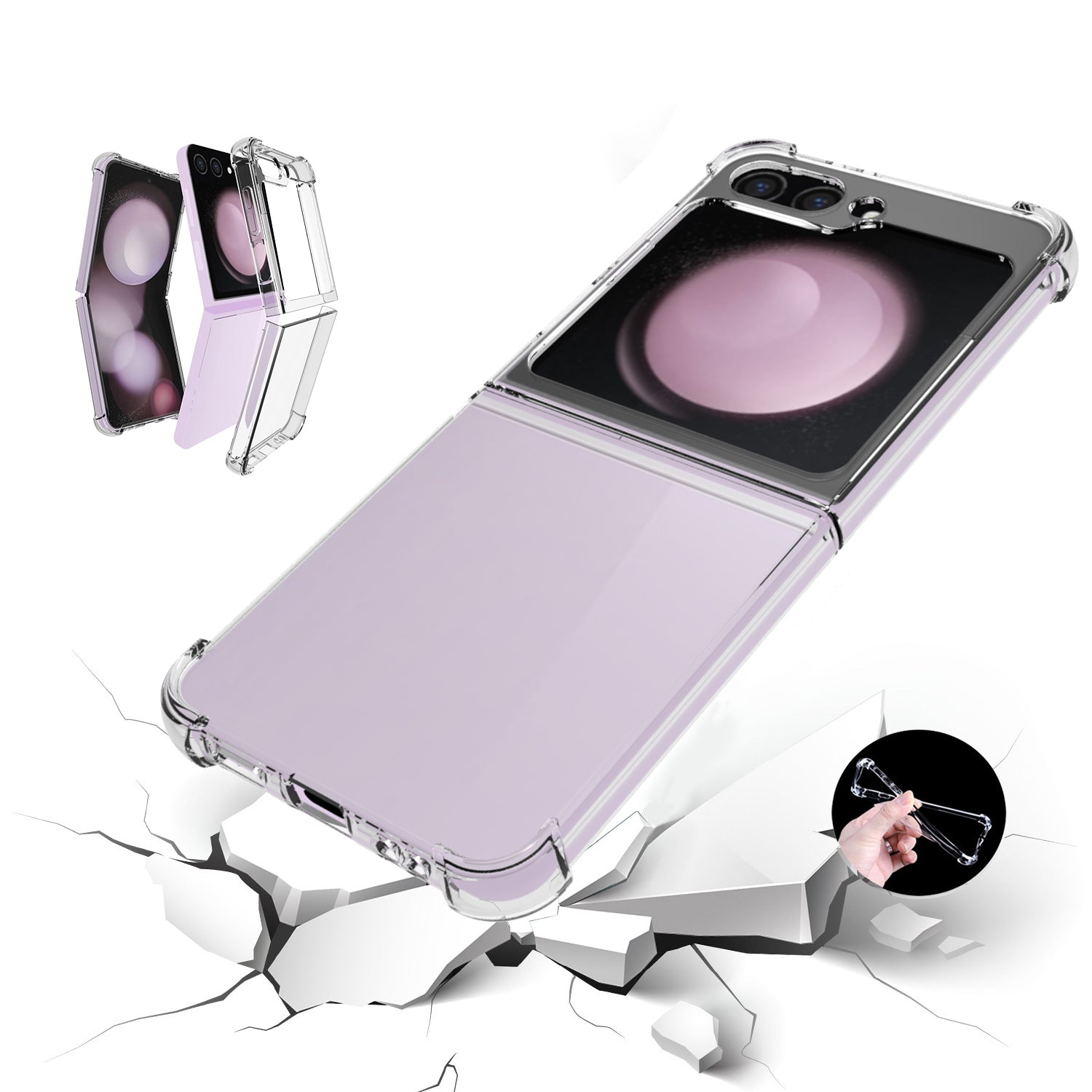 Phone Case for Samsung Galaxy Z Flip6 5G TPU Case Anti-Drop Four Corner Airbag Phone Cover