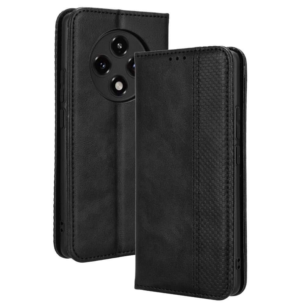 For Oppo F27 Pro 5G / Oppo F27 Pro+ 5G / A3 Pro (China) 5G Case Retro Leather Drop-Resistant Phone Wallet Cover - Black