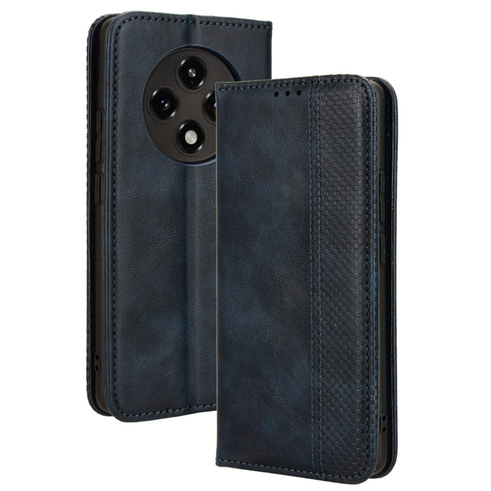 For Oppo F27 Pro 5G / Oppo F27 Pro+ 5G / A3 Pro (China) 5G Case Retro Leather Drop-Resistant Phone Wallet Cover - Blue