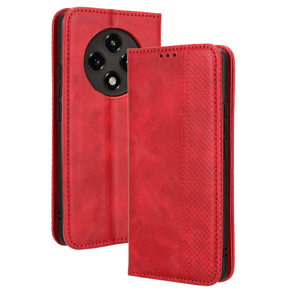 For Oppo F27 Pro 5G / Oppo F27 Pro+ 5G / A3 Pro (China) 5G Case Retro Leather Drop-Resistant Phone Wallet Cover - Red