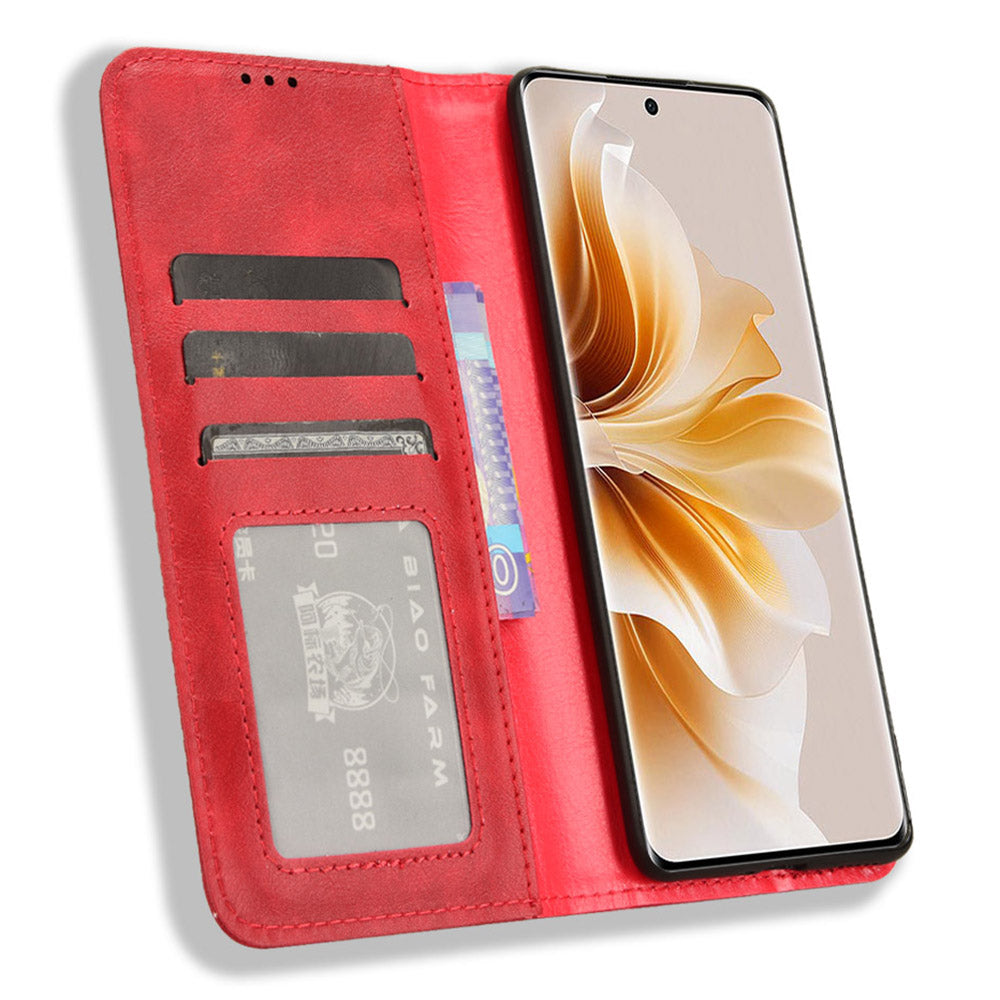 For Oppo F27 Pro 5G / Oppo F27 Pro+ 5G / A3 Pro (China) 5G Case Retro Leather Drop-Resistant Phone Wallet Cover - Red