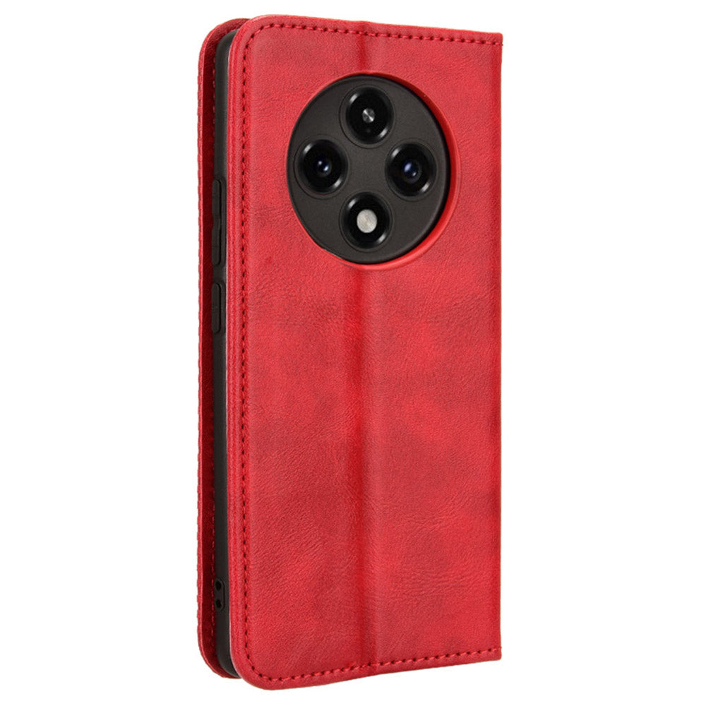 For Oppo F27 Pro 5G / Oppo F27 Pro+ 5G / A3 Pro (China) 5G Case Retro Leather Drop-Resistant Phone Wallet Cover - Red