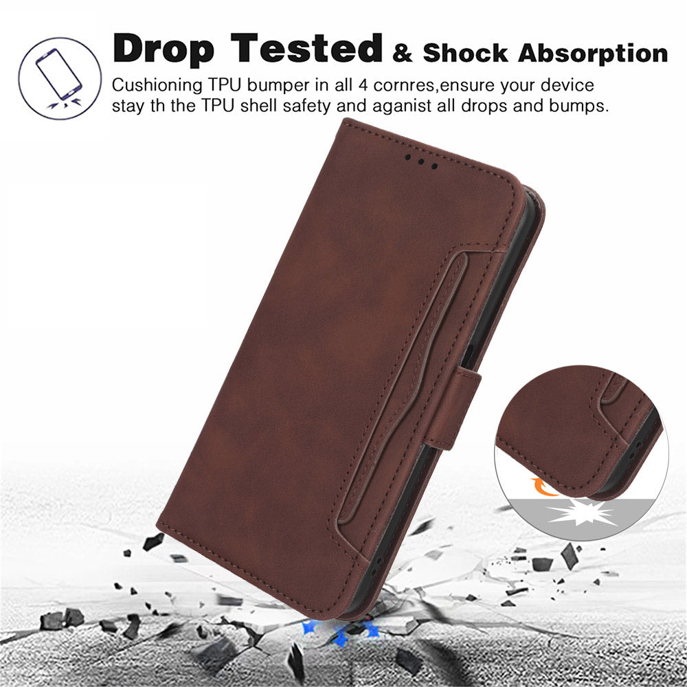 For Oppo F27 Pro 5G / Oppo F27 Pro+ 5G / A3 Pro (China) 5G Case Multiple Card Slots Shockproof Leather Folio Phone Cover - Brown