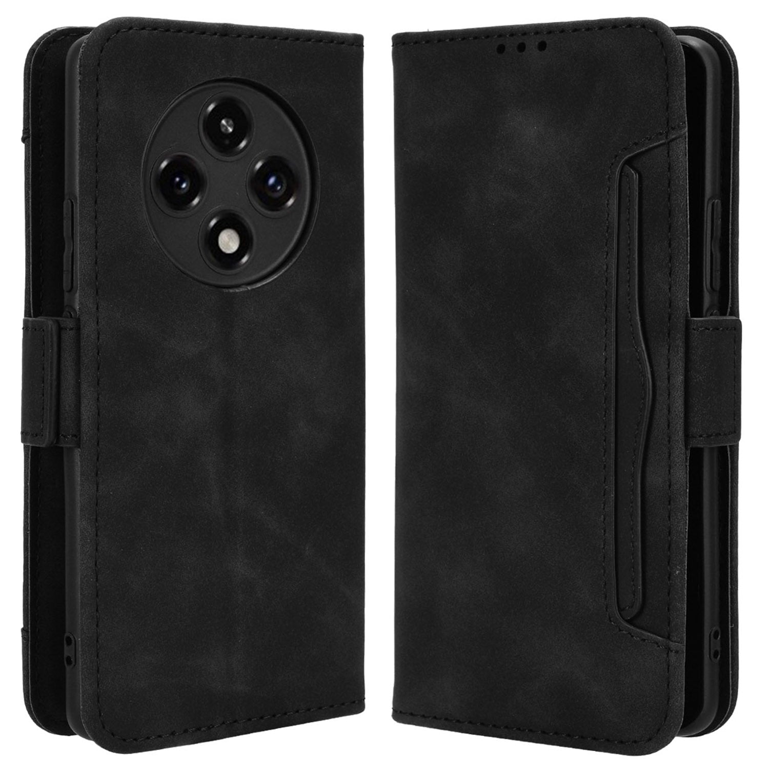 For Oppo F27 Pro 5G / Oppo F27 Pro+ 5G / A3 Pro (China) 5G Case Multiple Card Slots Shockproof Leather Folio Phone Cover - Black