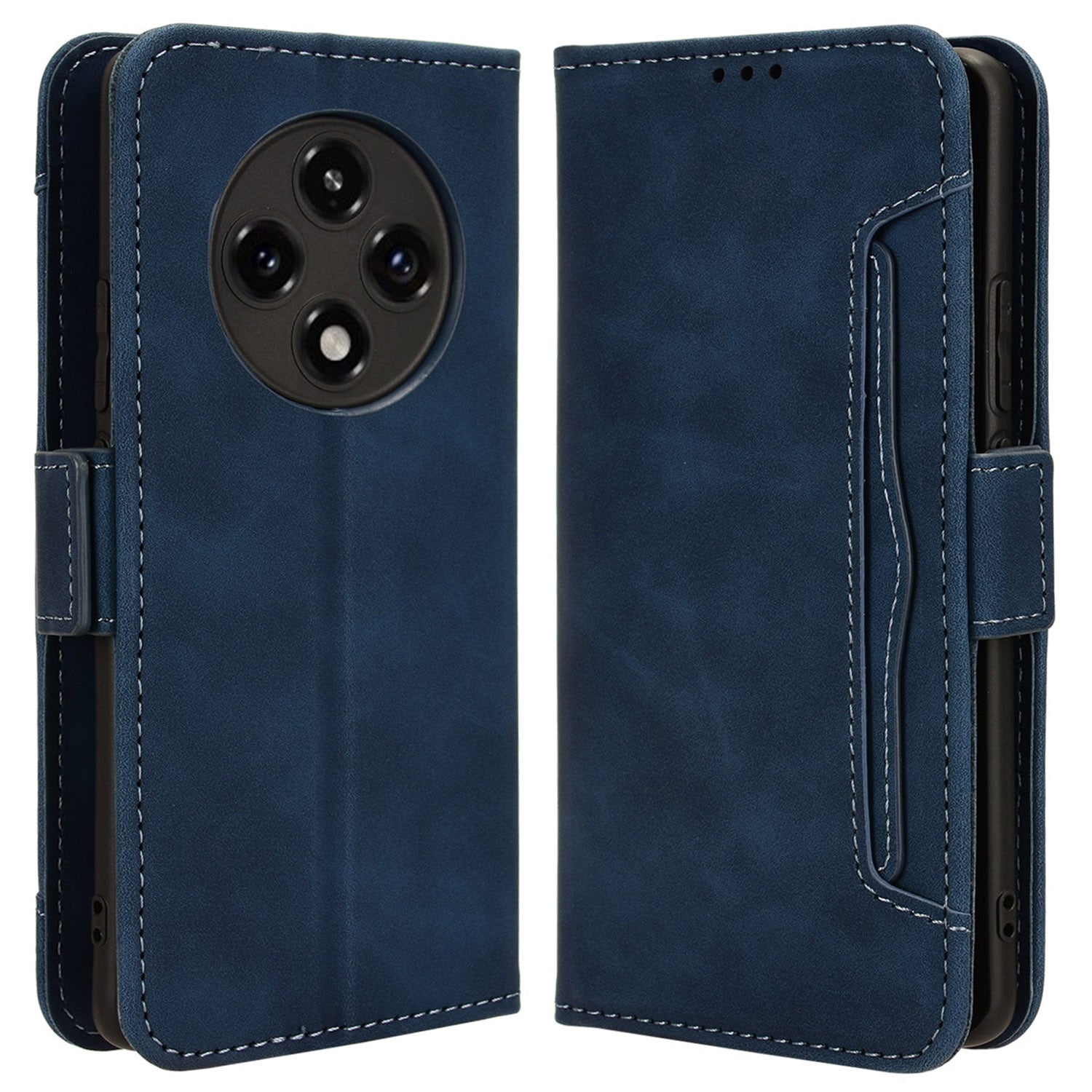 For Oppo F27 Pro 5G / Oppo F27 Pro+ 5G / A3 Pro (China) 5G Case Multiple Card Slots Shockproof Leather Folio Phone Cover - Blue