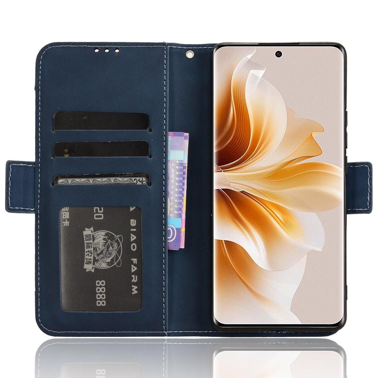 For Oppo F27 Pro 5G / Oppo F27 Pro+ 5G / A3 Pro (China) 5G Case Multiple Card Slots Shockproof Leather Folio Phone Cover - Blue