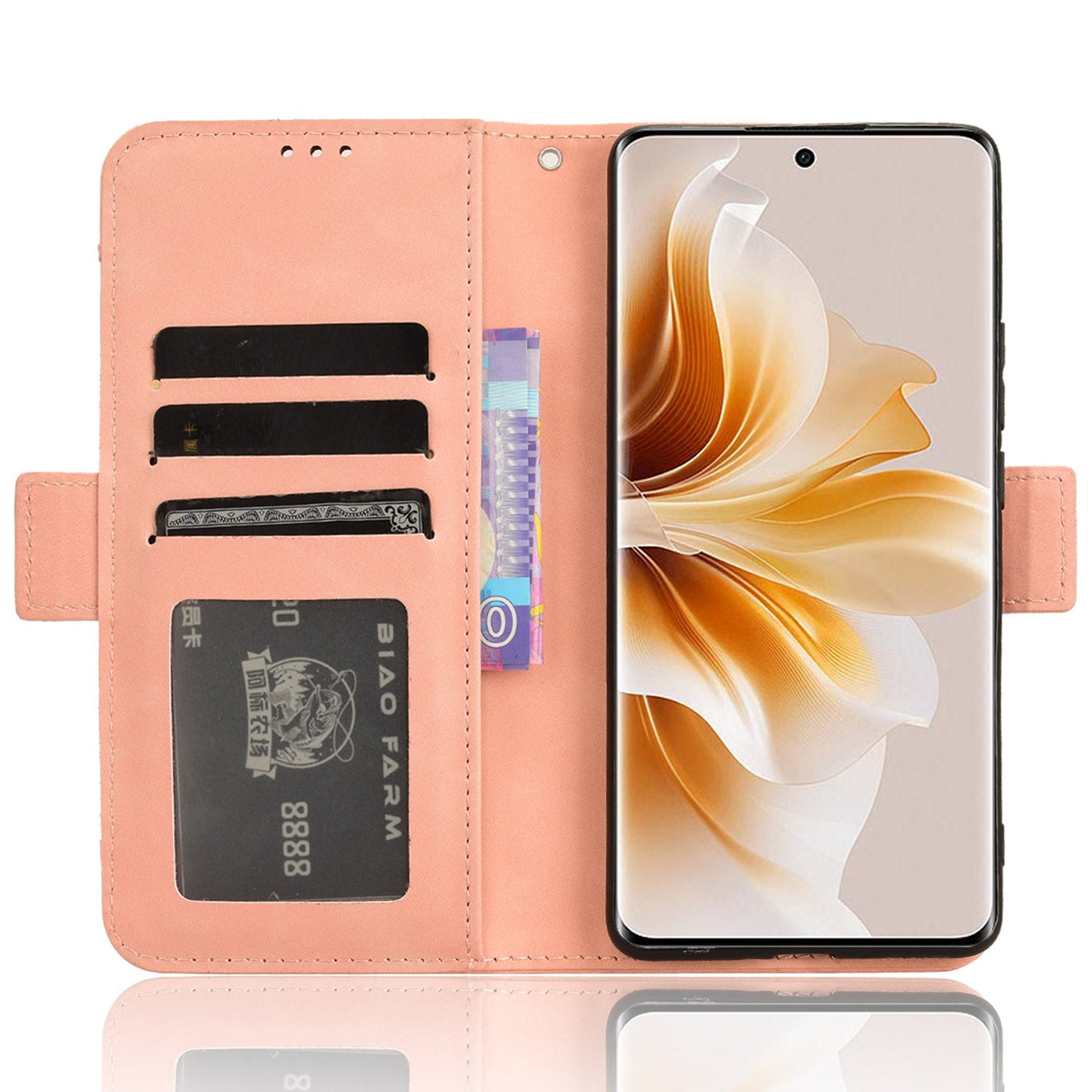 For Oppo F27 Pro 5G / Oppo F27 Pro+ 5G / A3 Pro (China) 5G Case Multiple Card Slots Shockproof Leather Folio Phone Cover - Pink