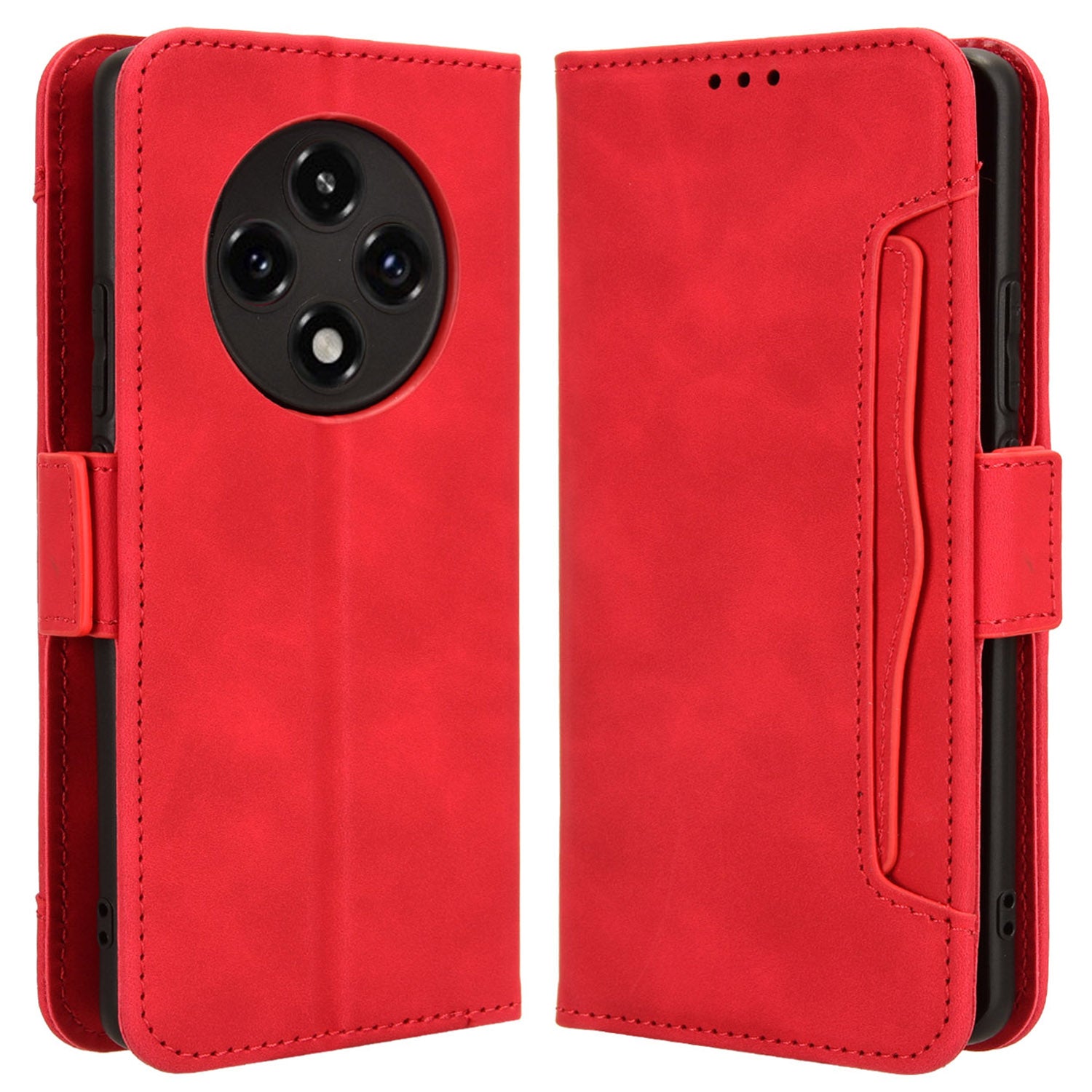 For Oppo F27 Pro 5G / Oppo F27 Pro+ 5G / A3 Pro (China) 5G Case Multiple Card Slots Shockproof Leather Folio Phone Cover - Red