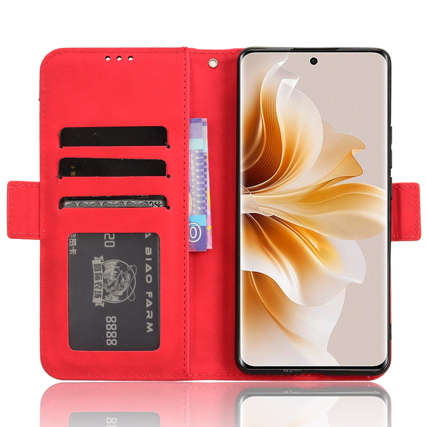 For Oppo F27 Pro 5G / Oppo F27 Pro+ 5G / A3 Pro (China) 5G Case Multiple Card Slots Shockproof Leather Folio Phone Cover - Red