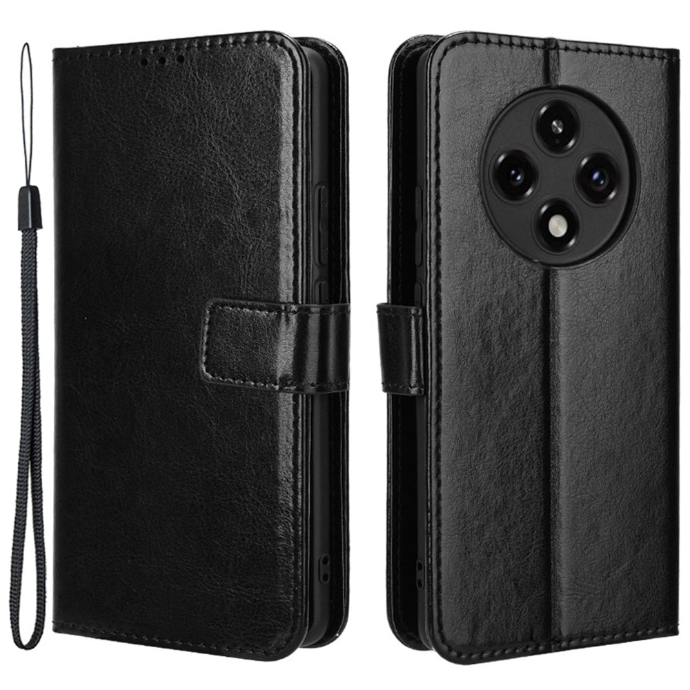 For Oppo F27 Pro 5G / Oppo F27 Pro+ 5G / A3 Pro (China) 5G Wallet Case Card Slots Leather Phone Cover Crazy Horse Texture - Black