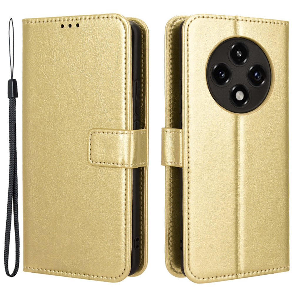 For Oppo F27 Pro 5G / Oppo F27 Pro+ 5G / A3 Pro (China) 5G Wallet Case Card Slots Leather Phone Cover Crazy Horse Texture - Gold