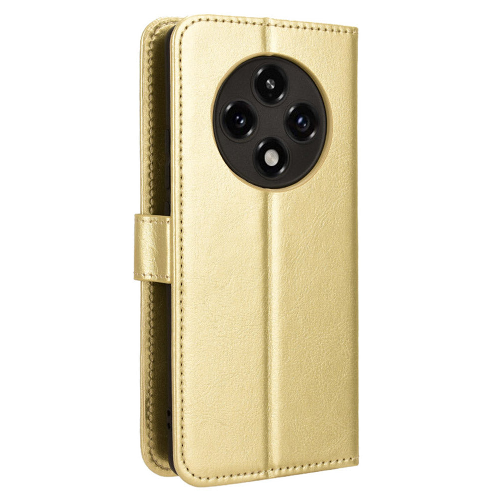 For Oppo F27 Pro 5G / Oppo F27 Pro+ 5G / A3 Pro (China) 5G Wallet Case Card Slots Leather Phone Cover Crazy Horse Texture - Gold