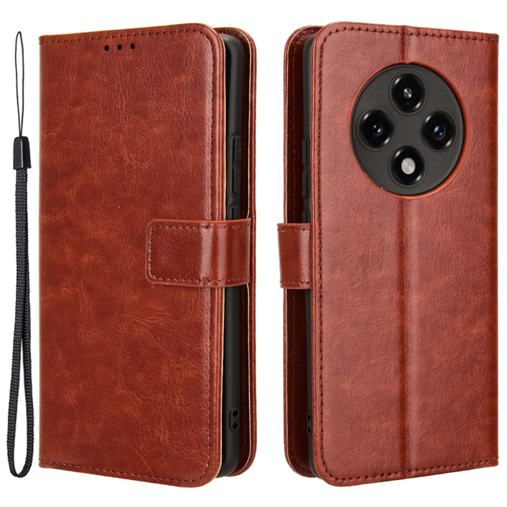 For Oppo F27 Pro 5G / Oppo F27 Pro+ 5G / A3 Pro (China) 5G Wallet Case Card Slots Leather Phone Cover Crazy Horse Texture - Brown