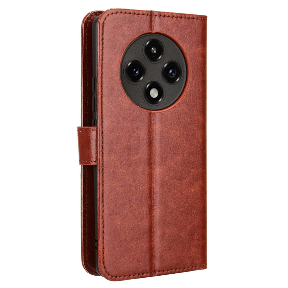 For Oppo F27 Pro 5G / Oppo F27 Pro+ 5G / A3 Pro (China) 5G Wallet Case Card Slots Leather Phone Cover Crazy Horse Texture - Brown