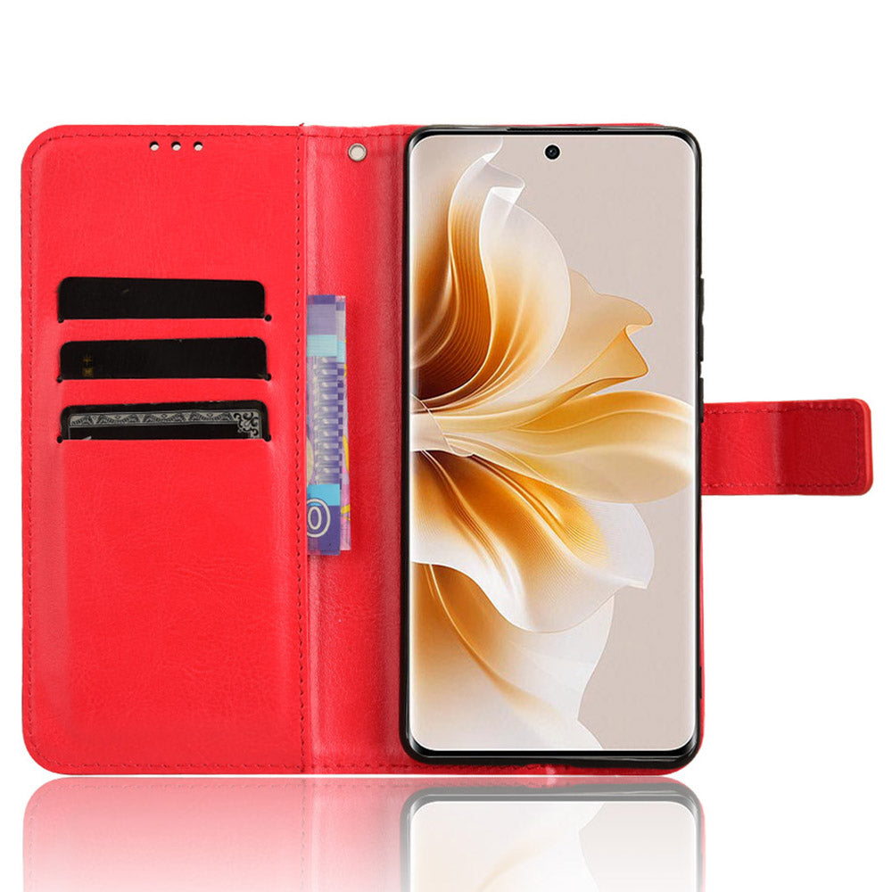 For Oppo F27 Pro 5G / Oppo F27 Pro+ 5G / A3 Pro (China) 5G Wallet Case Card Slots Leather Phone Cover Crazy Horse Texture - Red