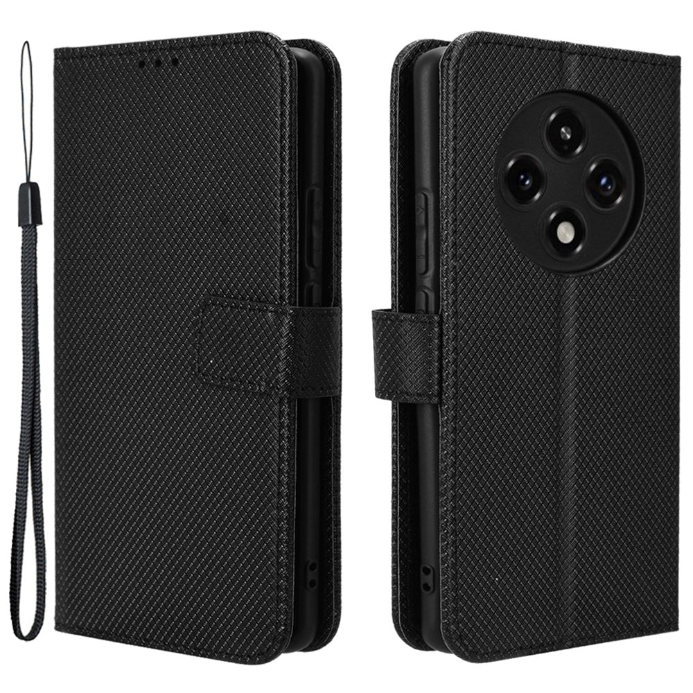 For Oppo F27 Pro 5G / Oppo F27 Pro+ 5G / A3 Pro (China) 5G Case Diamond Texture PU Leather Wallet Phone Cover TPU Inner Shell - Black