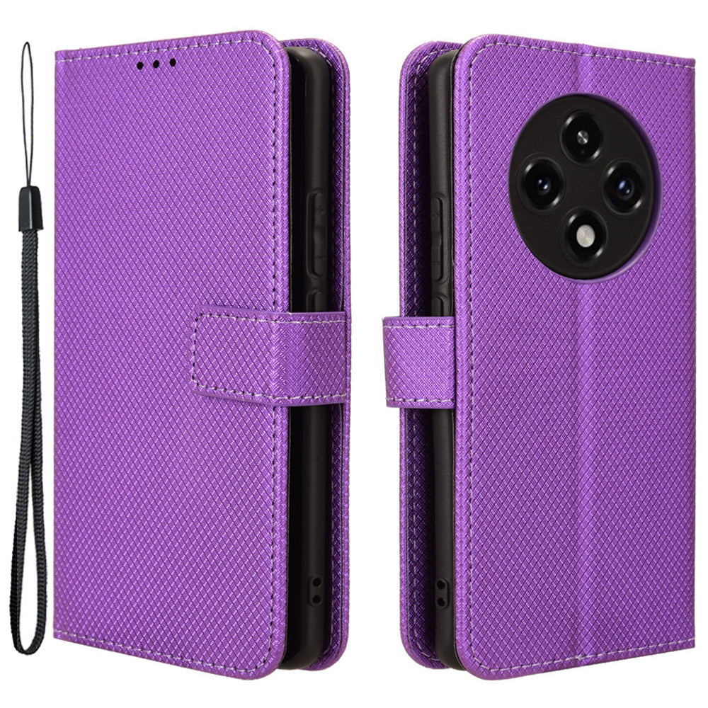 For Oppo F27 Pro 5G / Oppo F27 Pro+ 5G / A3 Pro (China) 5G Case Diamond Texture PU Leather Wallet Phone Cover TPU Inner Shell - Purple