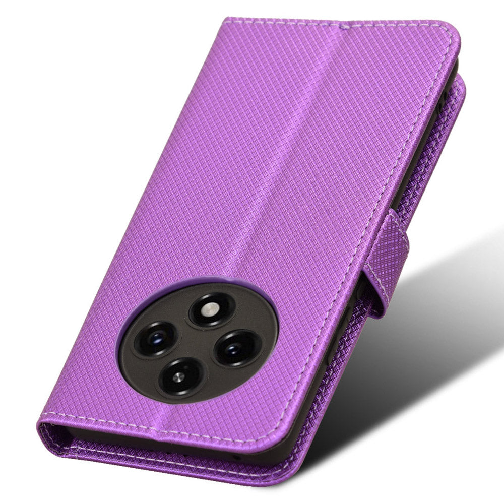 For Oppo F27 Pro 5G / Oppo F27 Pro+ 5G / A3 Pro (China) 5G Case Diamond Texture PU Leather Wallet Phone Cover TPU Inner Shell - Purple