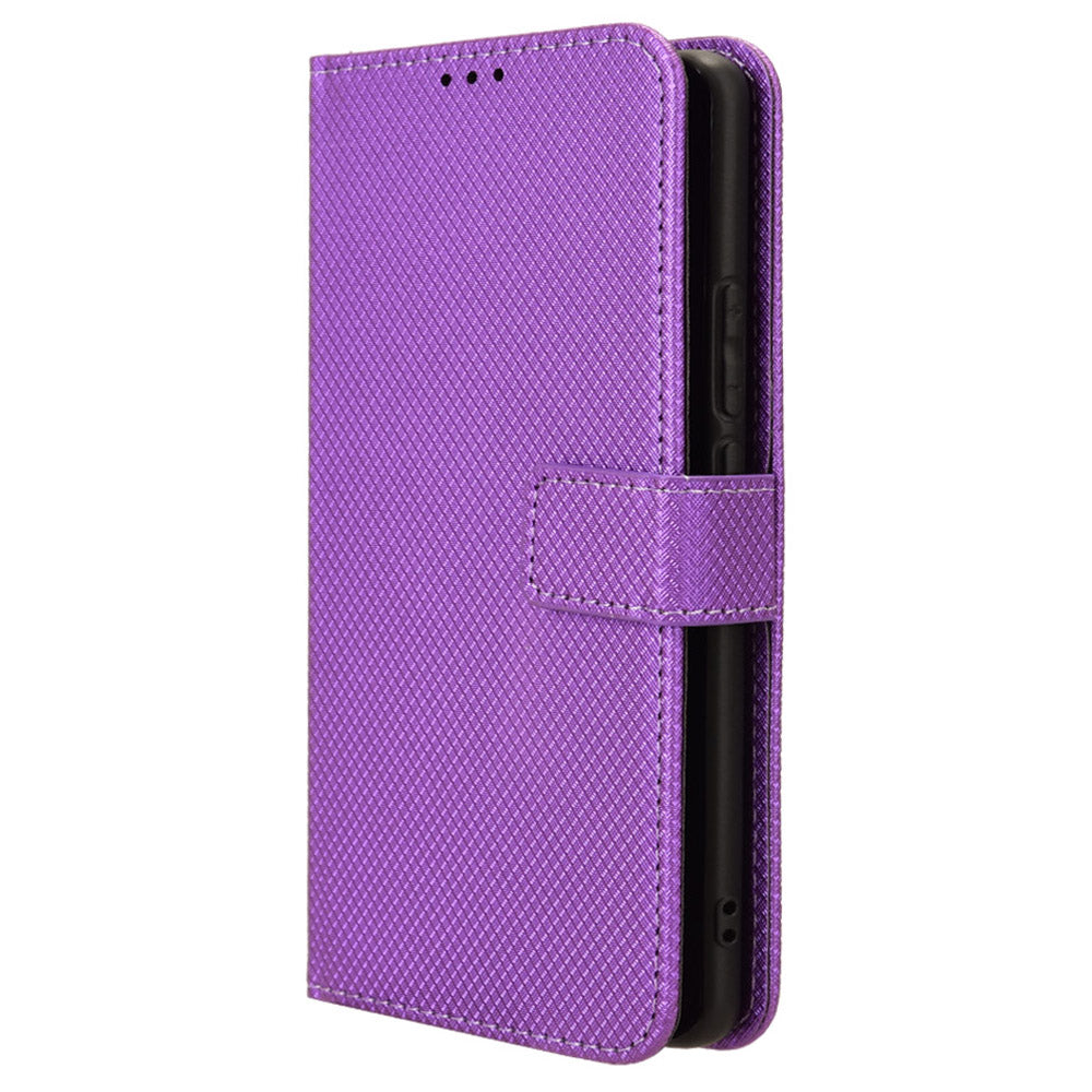 For Oppo F27 Pro 5G / Oppo F27 Pro+ 5G / A3 Pro (China) 5G Case Diamond Texture PU Leather Wallet Phone Cover TPU Inner Shell - Purple