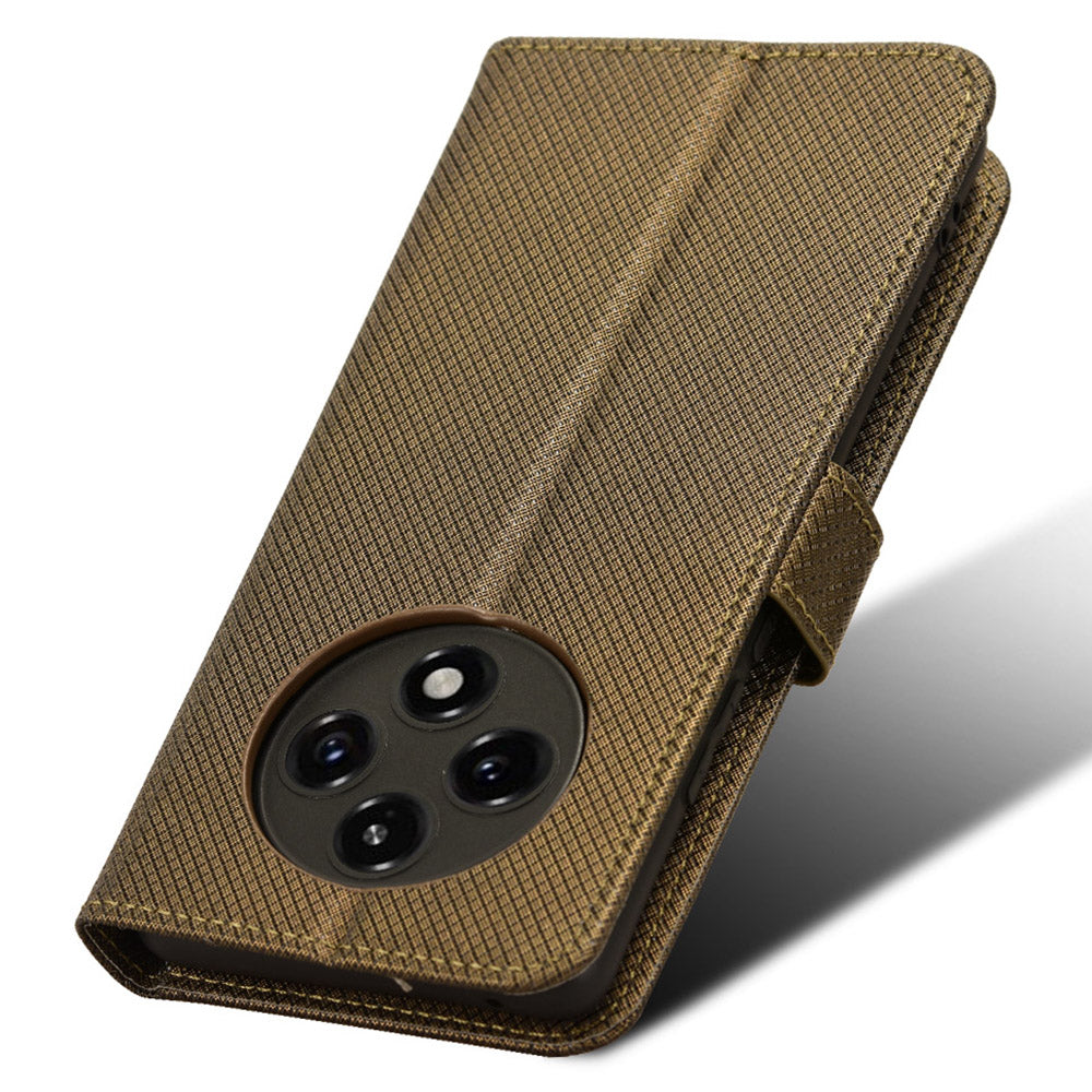 For Oppo F27 Pro 5G / Oppo F27 Pro+ 5G / A3 Pro (China) 5G Case Diamond Texture PU Leather Wallet Phone Cover TPU Inner Shell - Brown