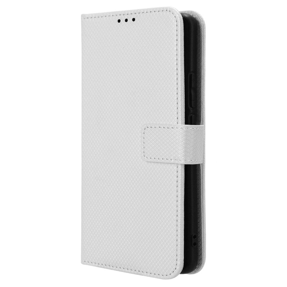 For Oppo F27 Pro 5G / Oppo F27 Pro+ 5G / A3 Pro (China) 5G Case Diamond Texture PU Leather Wallet Phone Cover TPU Inner Shell - White