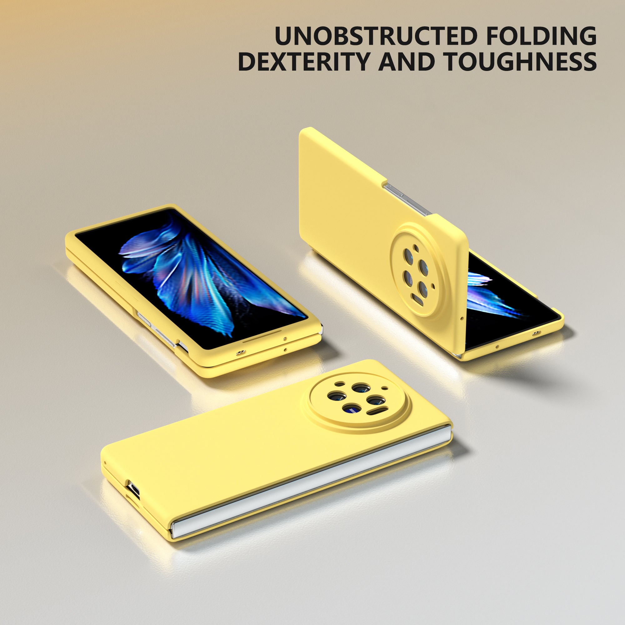 For vivo X Fold3 Case Skin-Touch Hard PC Protective Phone Cover - Yellow