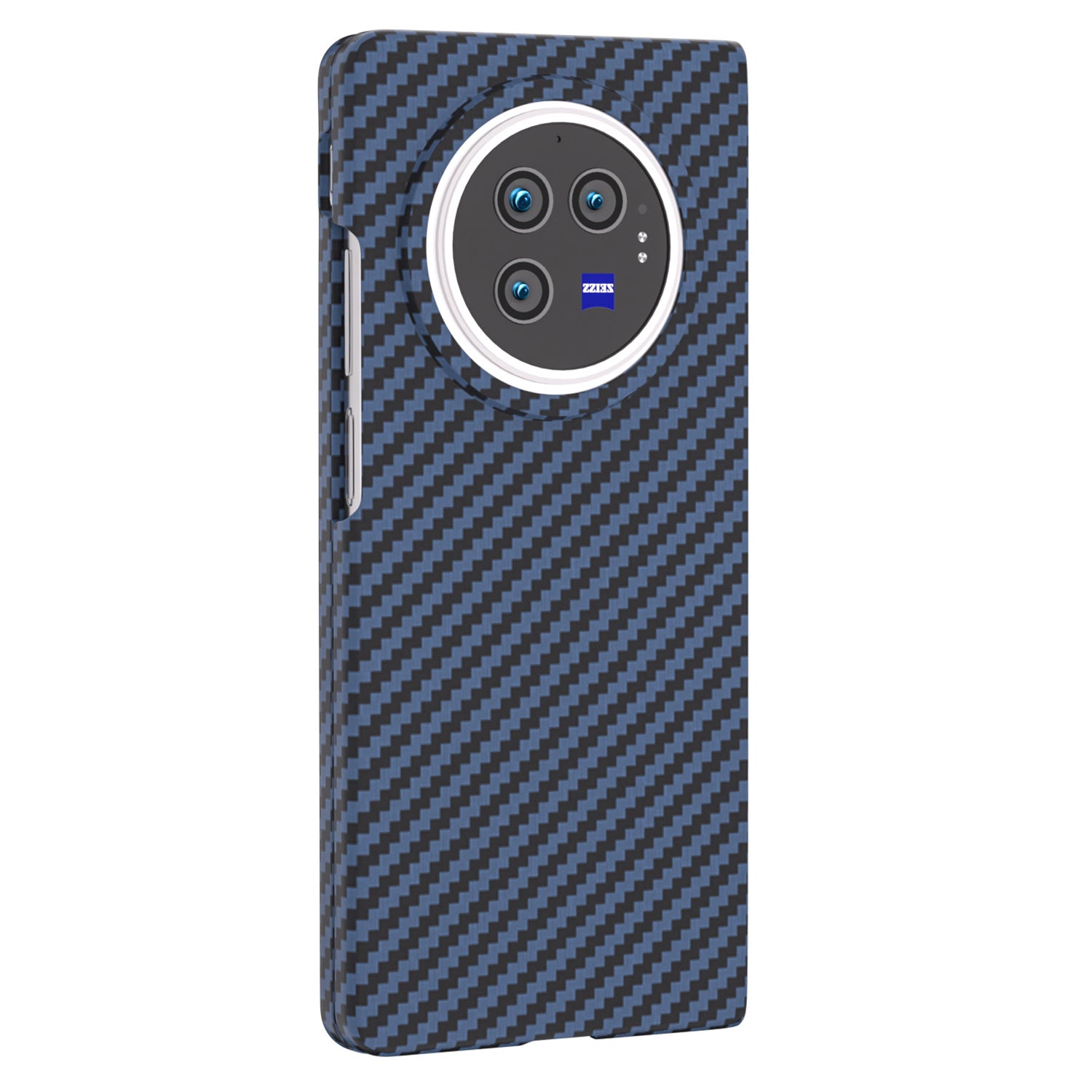 For vivo X Fold3 Shockproof Case Hard PC Carbon Fiber Texture Smart Phone Cover - Blue