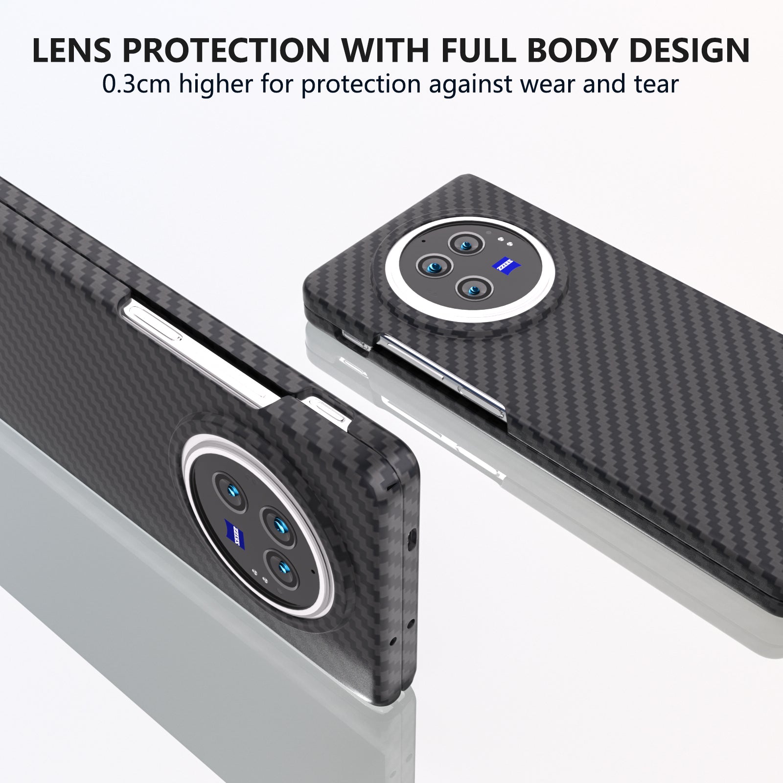 For vivo X Fold3 Shockproof Case Hard PC Carbon Fiber Texture Smart Phone Cover - Black