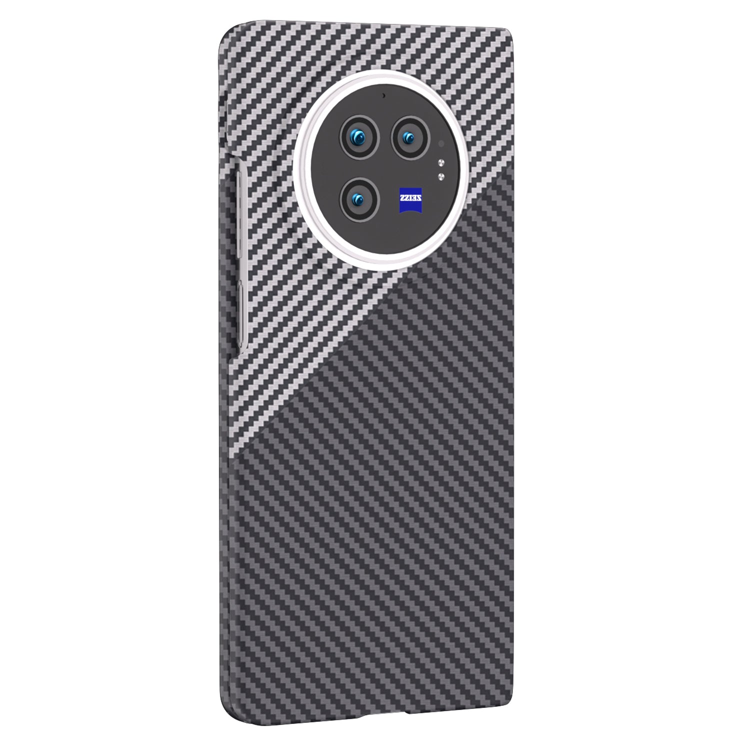 For vivo X Fold3 Shockproof Case Hard PC Carbon Fiber Texture Smart Phone Cover - White+Black