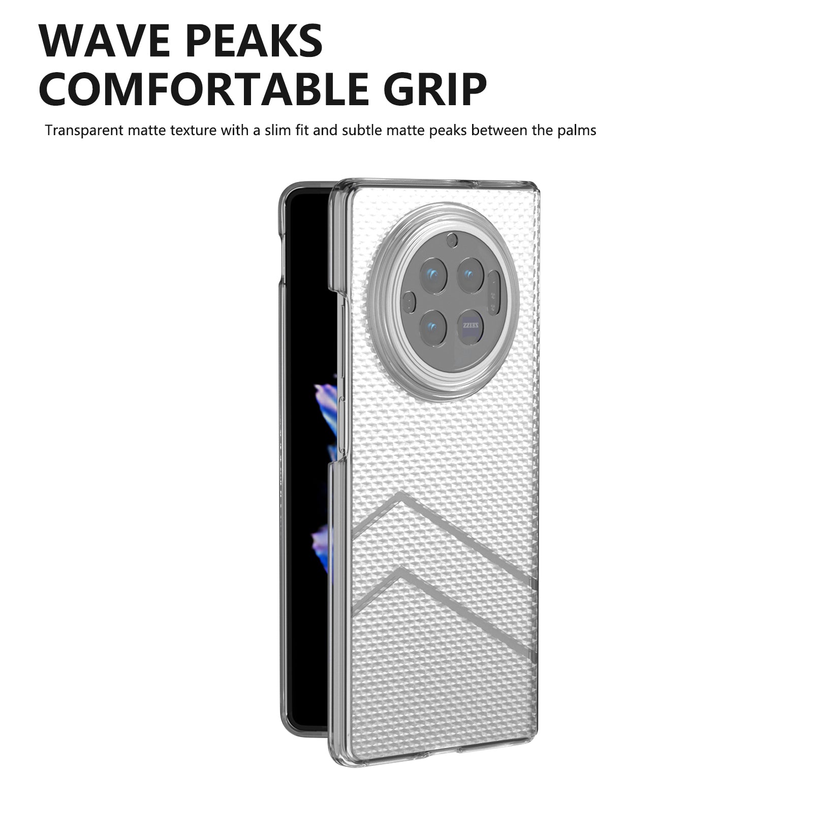 For vivo X Fold3 Clear Case Wave Texture Matte Hard PC Protective Phone Cover