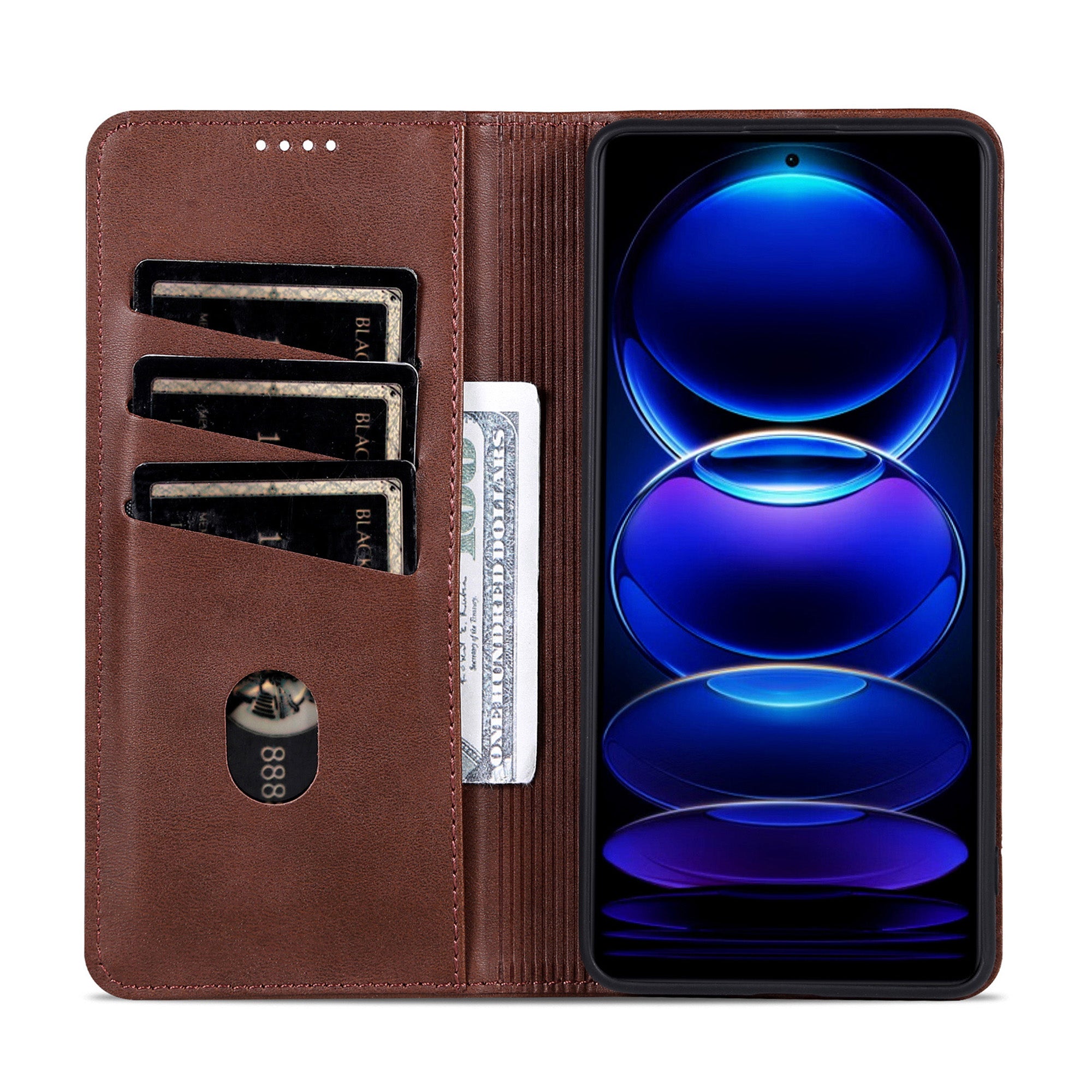 AZNS For Huawei nova 12i 4G / Enjoy 70 Pro Case Leather Cowhide Texture Wallet Phone Cover - Coffee
