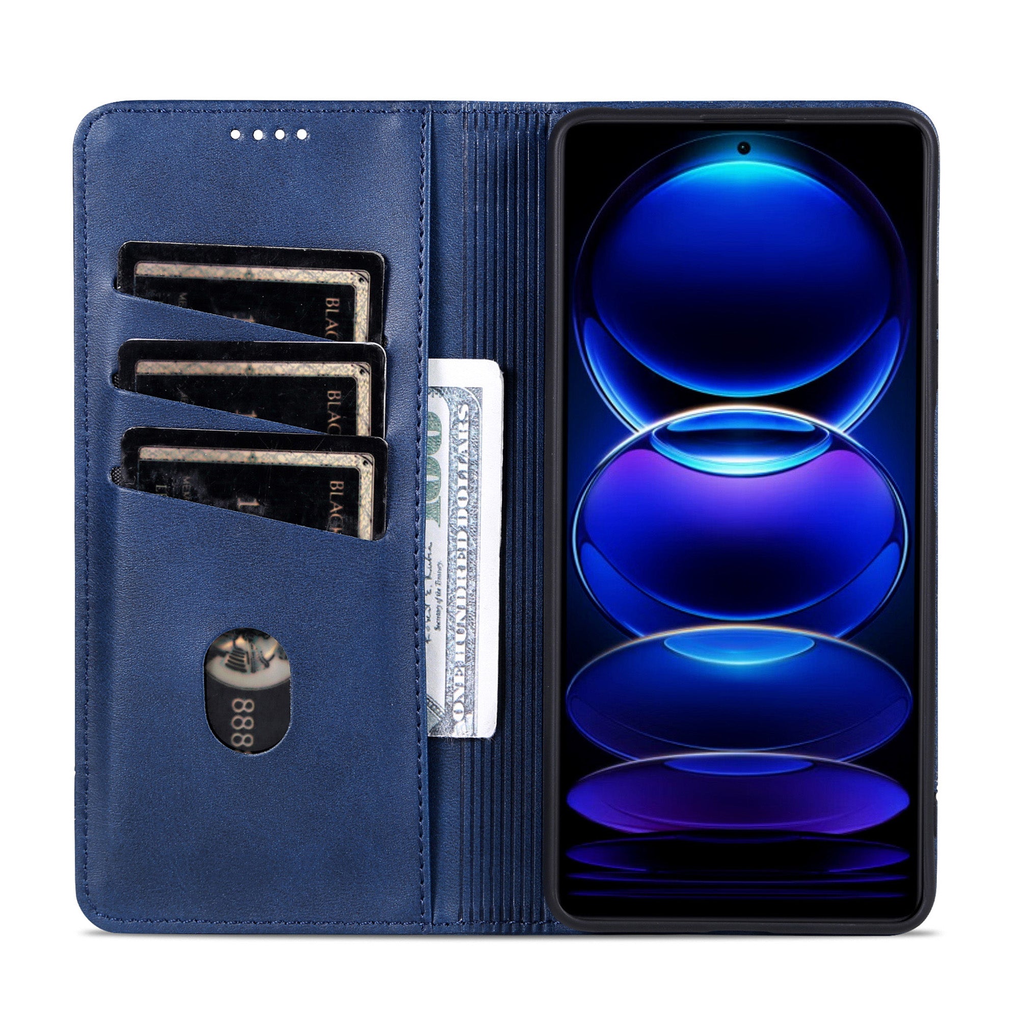 AZNS For Huawei nova 12i 4G / Enjoy 70 Pro Case Leather Cowhide Texture Wallet Phone Cover - Blue