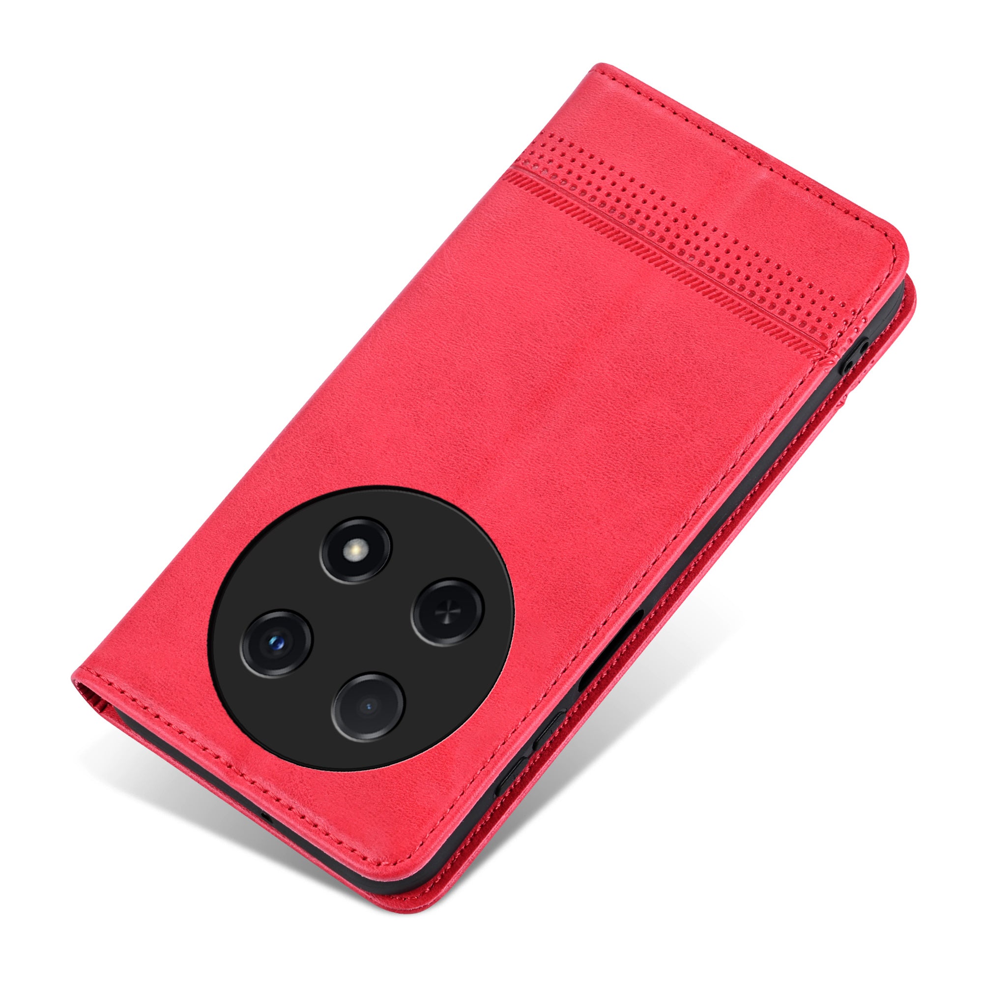 AZNS For Huawei nova 12i 4G / Enjoy 70 Pro Case Leather Cowhide Texture Wallet Phone Cover - Red