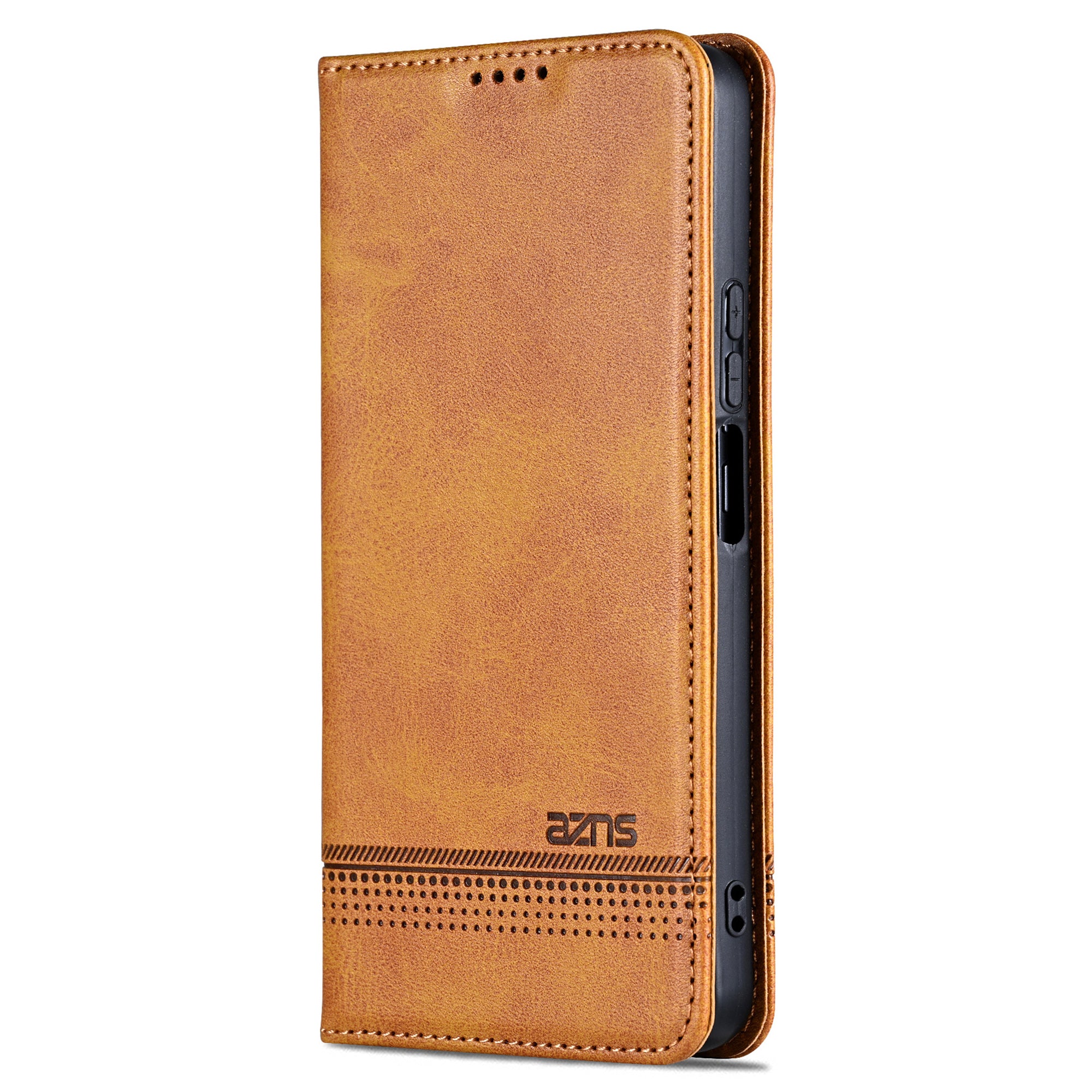 AZNS For Huawei nova 12i 4G / Enjoy 70 Pro Case Leather Cowhide Texture Wallet Phone Cover - Brown
