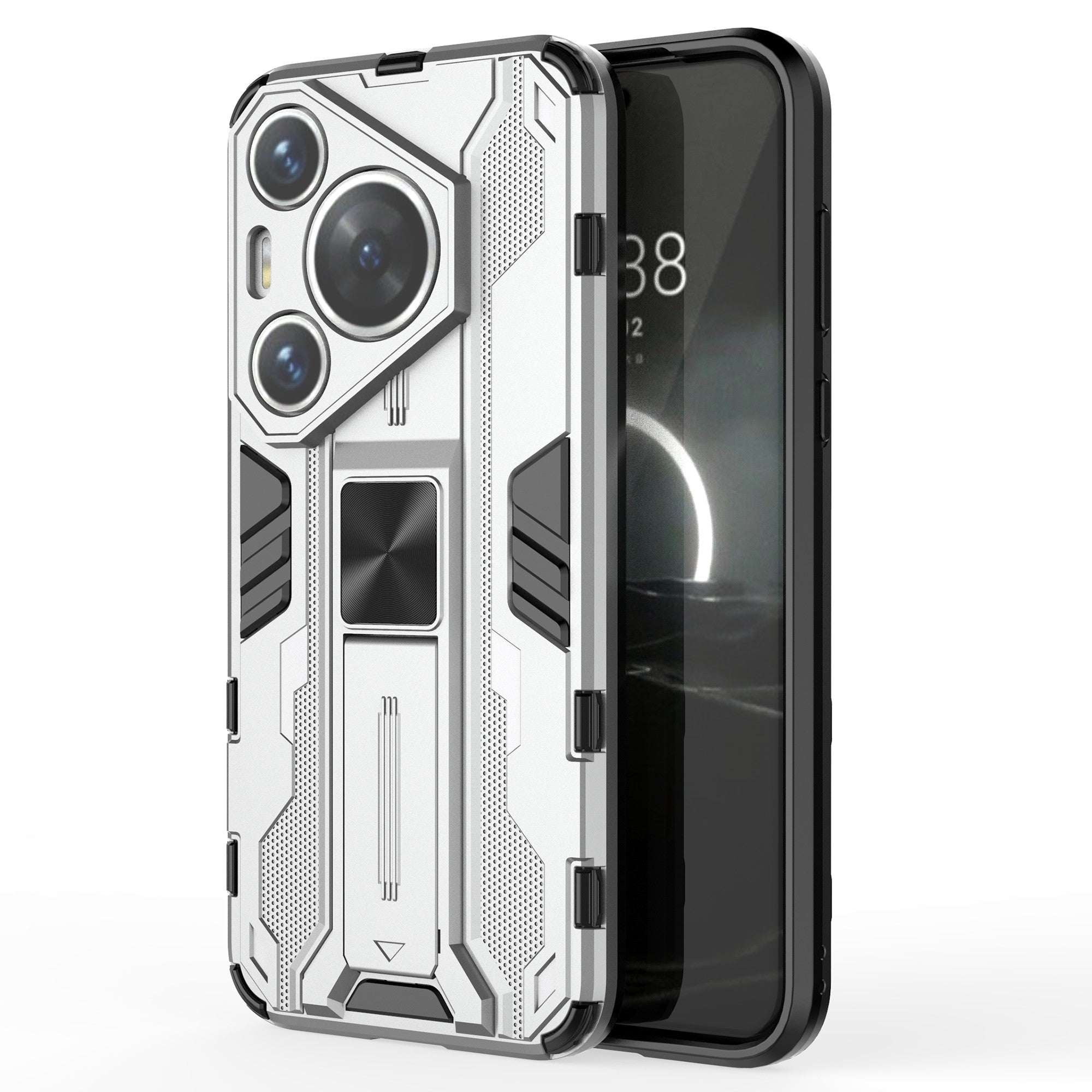 For Huawei Pura 70 Pro / Pura 70 Pro+ Case Kickstand PC + TPU Phone Back Cover - Silver