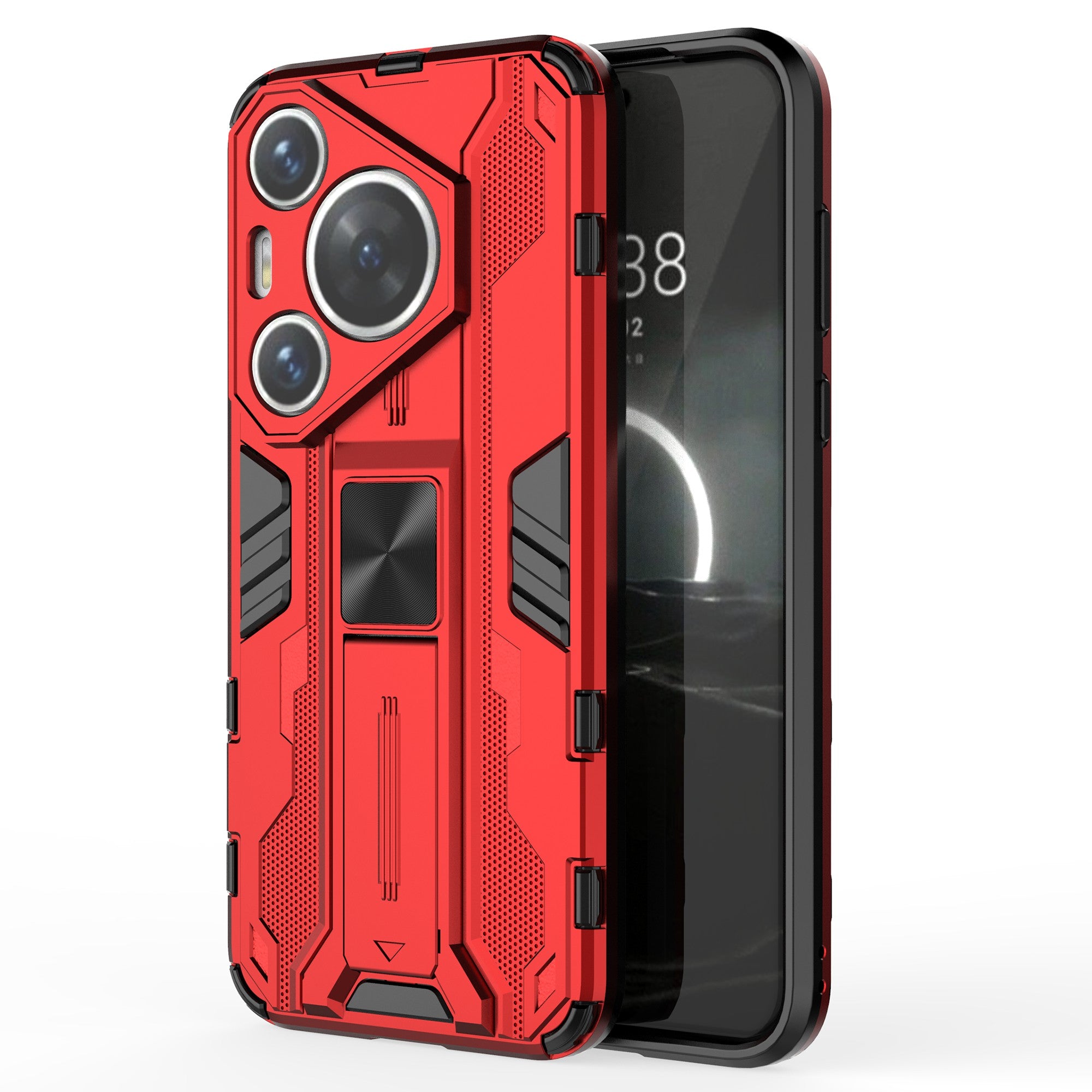For Huawei Pura 70 Pro / Pura 70 Pro+ Case Kickstand PC + TPU Phone Back Cover - Red