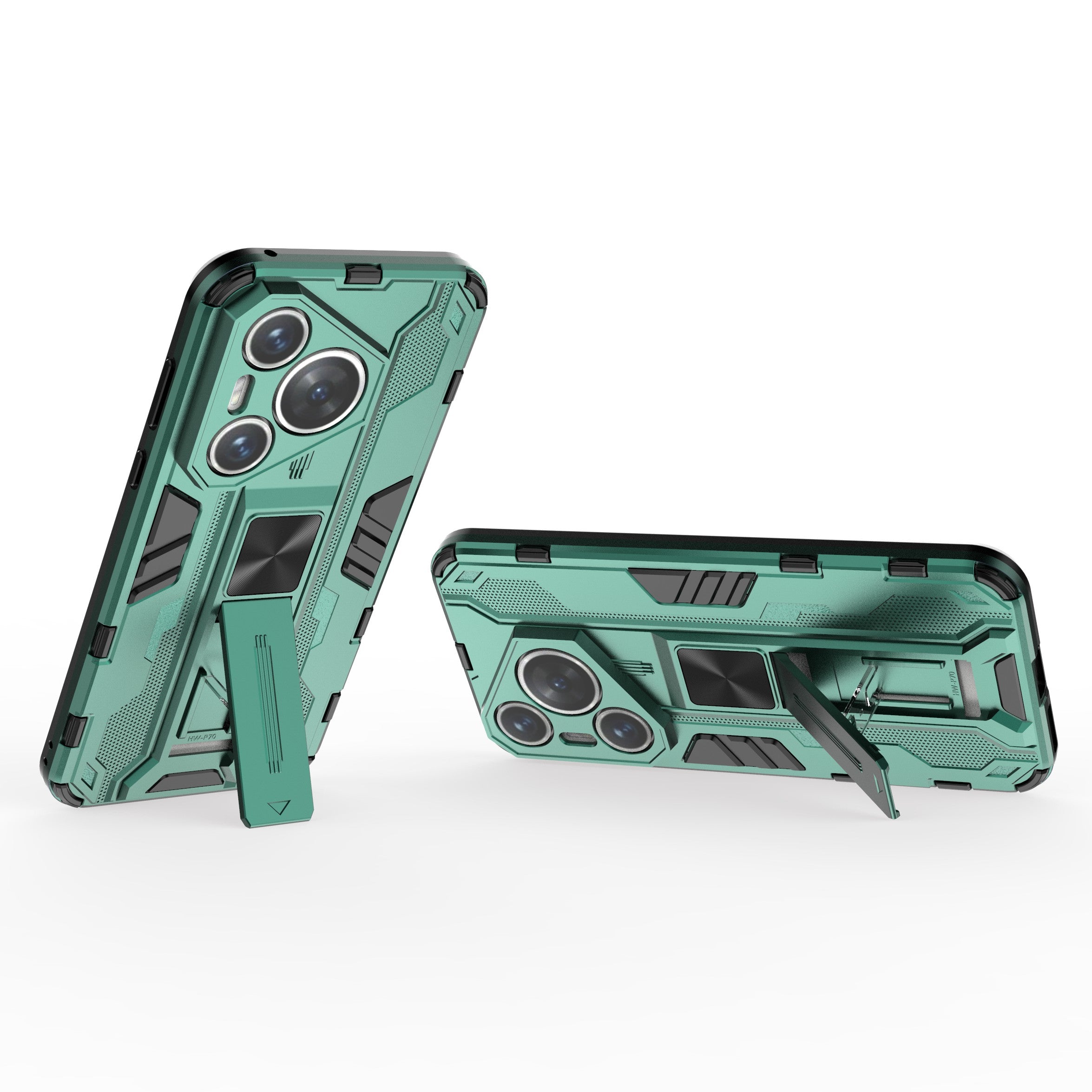 For Huawei Pura 70 Case Foldable Kickstand PC + TPU Hybrid Phone Cover - Green