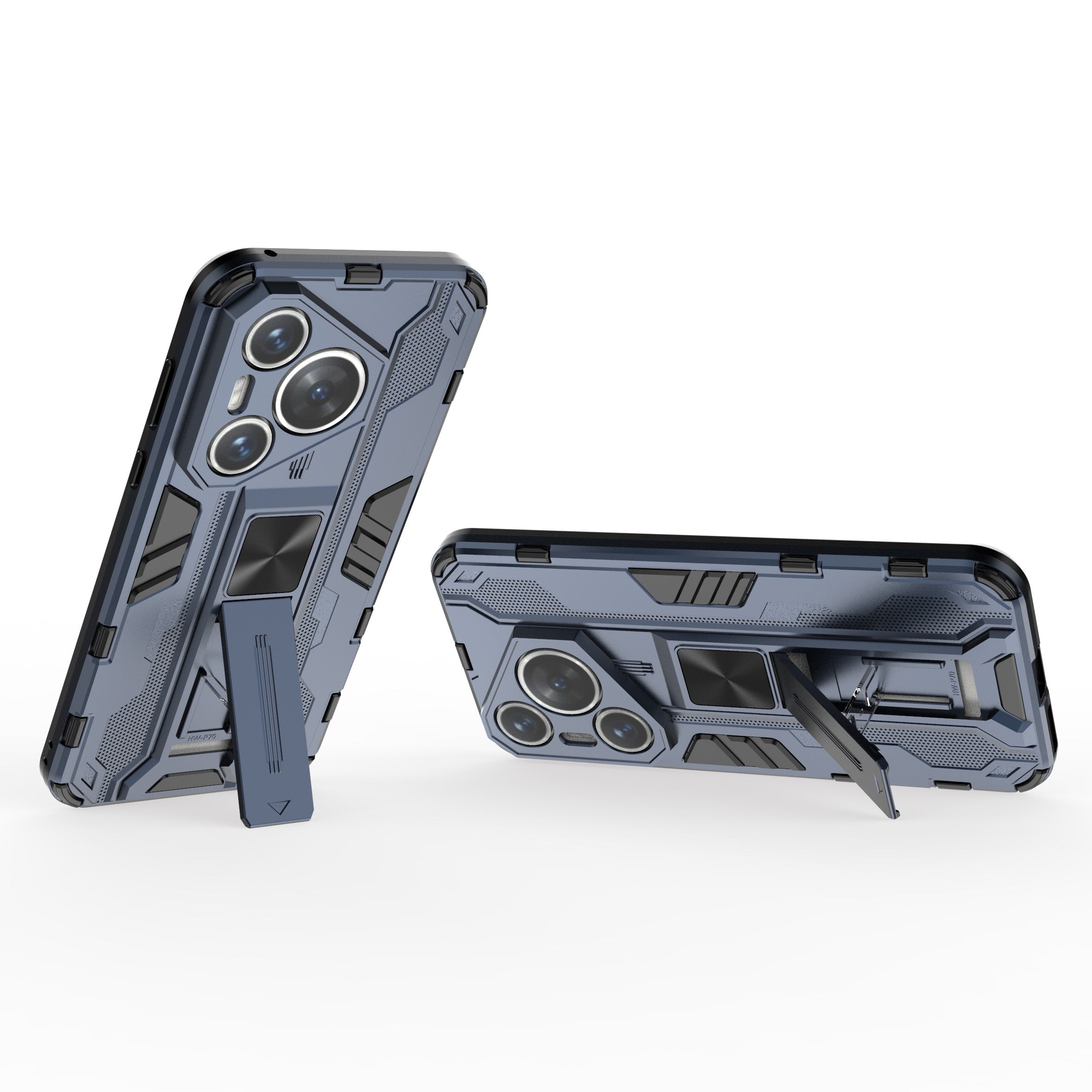 For Huawei Pura 70 Case Foldable Kickstand PC + TPU Hybrid Phone Cover - Blue